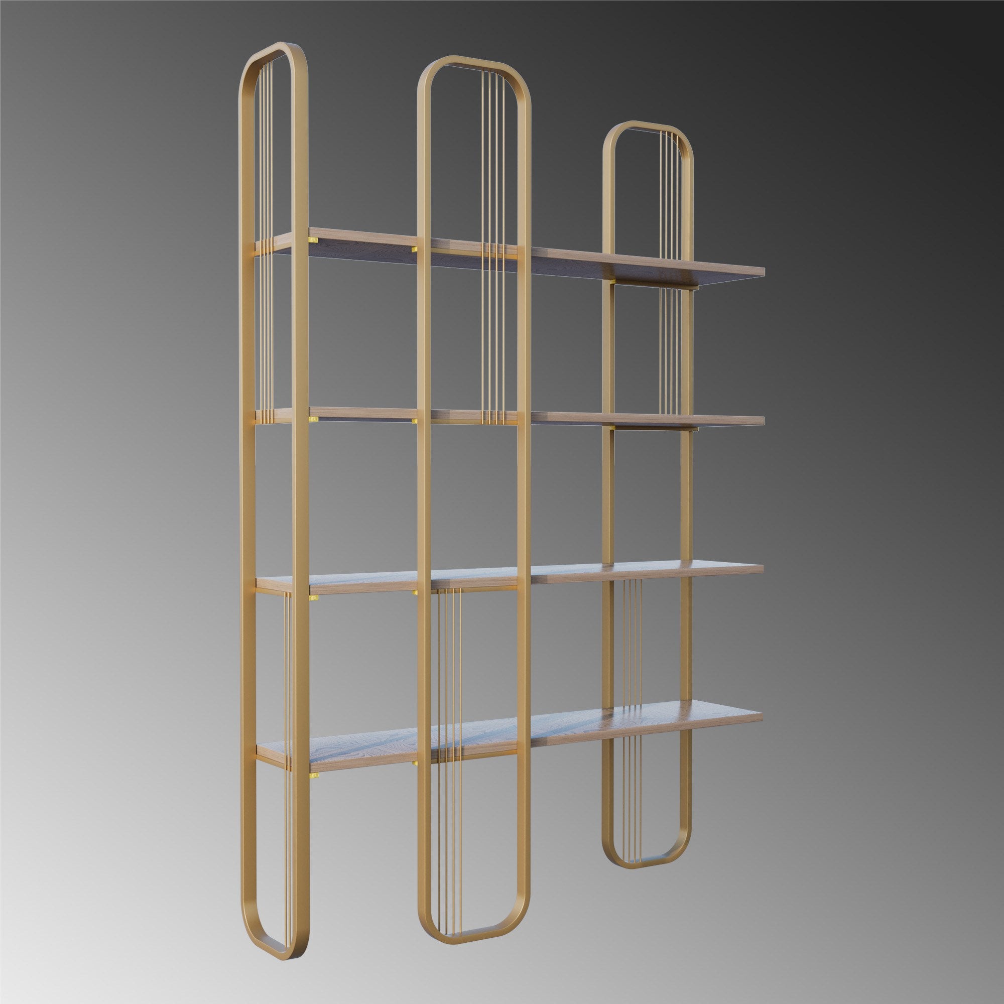 Entdecken Sie das Sierra Bücherregal in leuchtendem Gelb von Hanah Home – ein stilvolles Barock Glam Möbelstück, das Eleganz und Funktionalität perfekt kombiniert.