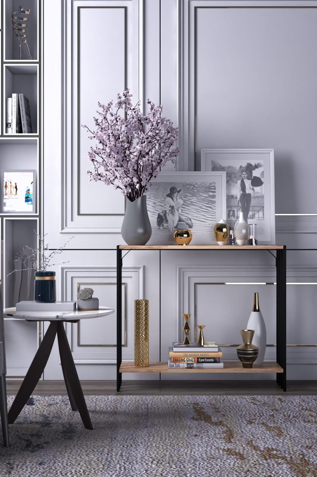 Entdecken Sie das Verona Sideboard von Hanah Home: Eleganz in Schwarz und Atlantik-Kiefer, ideal für stilvollen Stauraum und Wohnraumgestaltung.