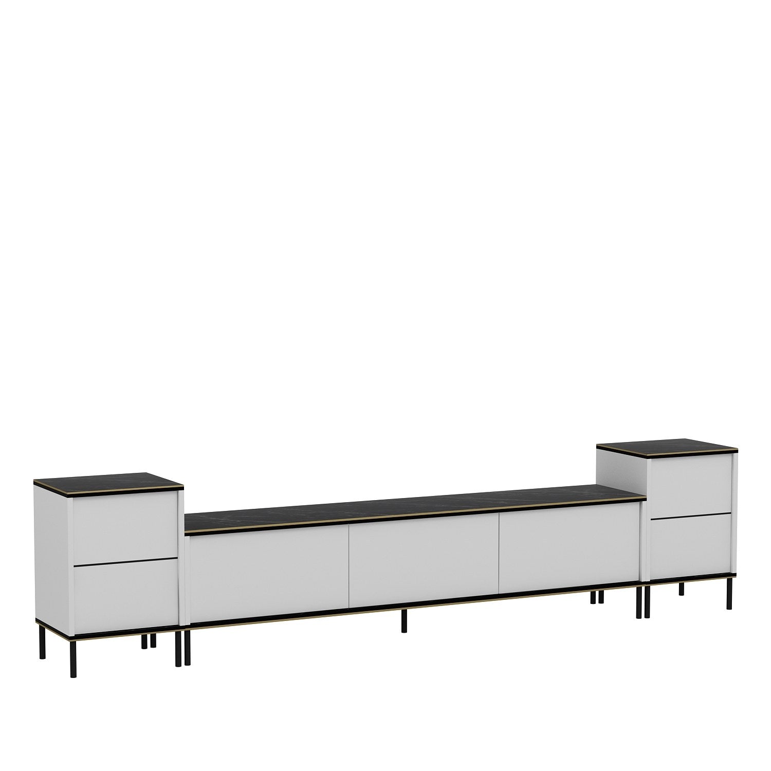 Imaj - White, Marble in Weiss Schwarz Gold präsentiert im Onlineshop von KAQTU Design AG. TV-Möbel ist von Hanah Home