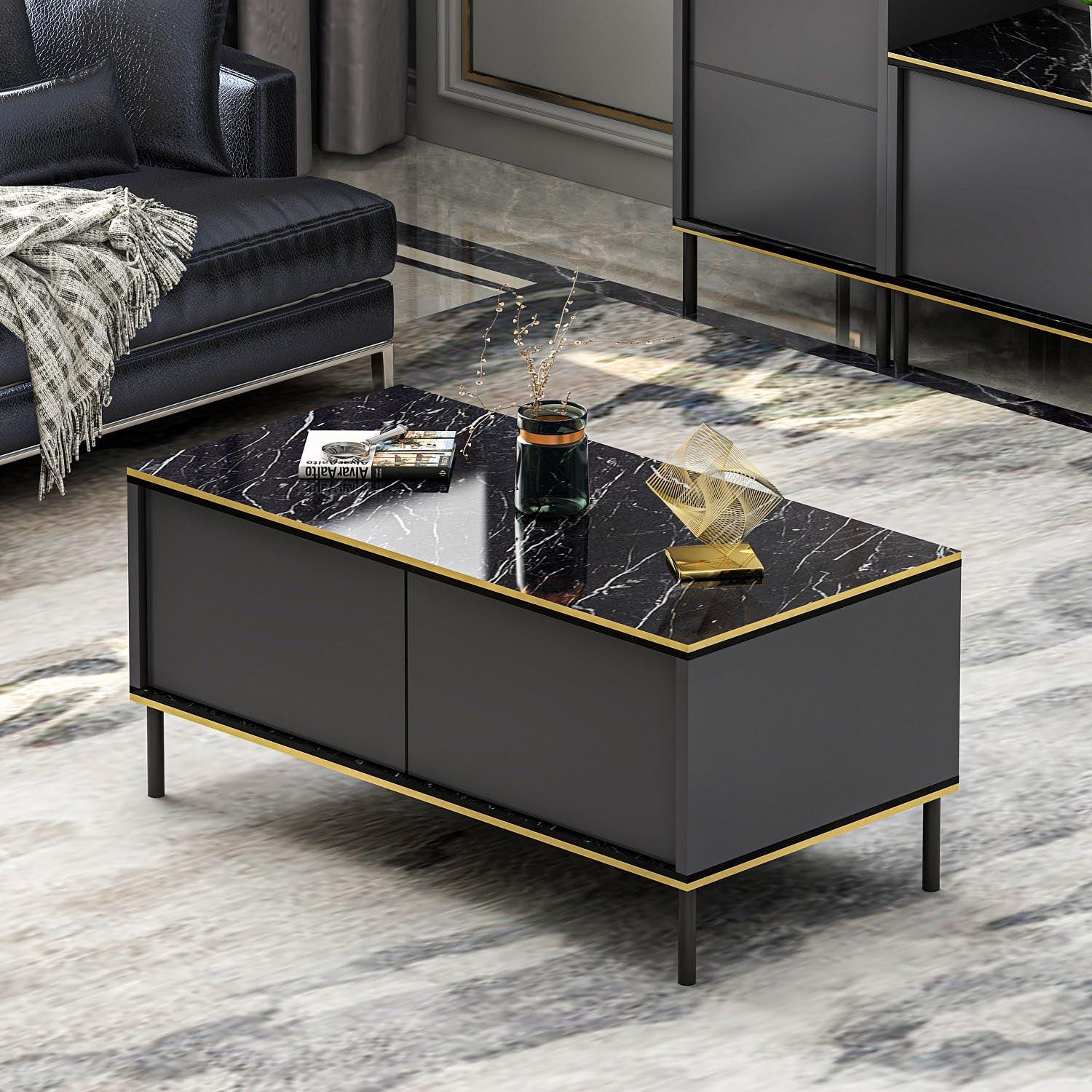 Entdecken Sie das elegante TV-Möbel Imaj - Anthracite von Hanah Home. Stilvolles Design, großzügiger Stauraum und hohe Langlebigkeit für Ihr Wohnzimmer.