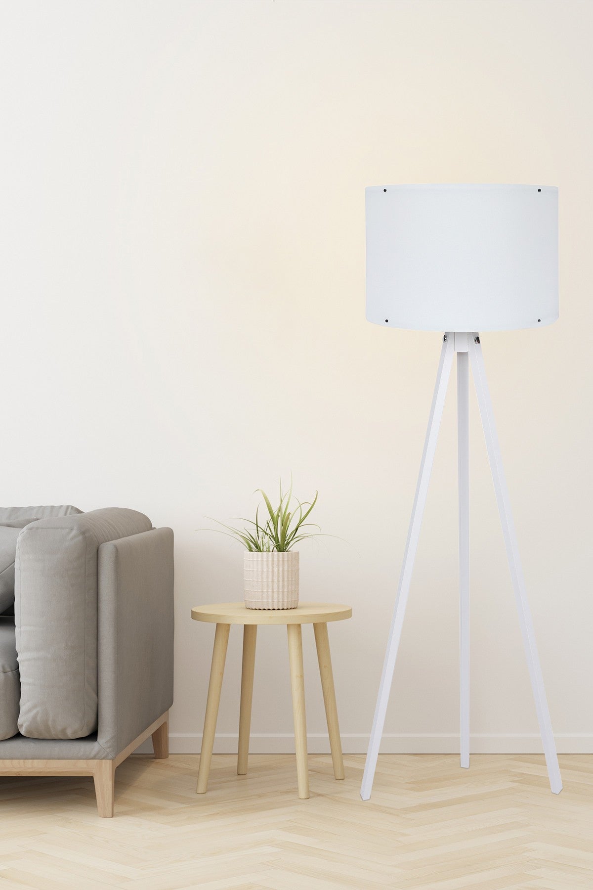 Verleihen Sie Ihrem Zuhause mit der weißen Stehlampe 130 von Opviq einen Hauch von Eleganz. Ihr minimalistisches Design und warmes Licht schaffen eine einladende Atmosphäre.