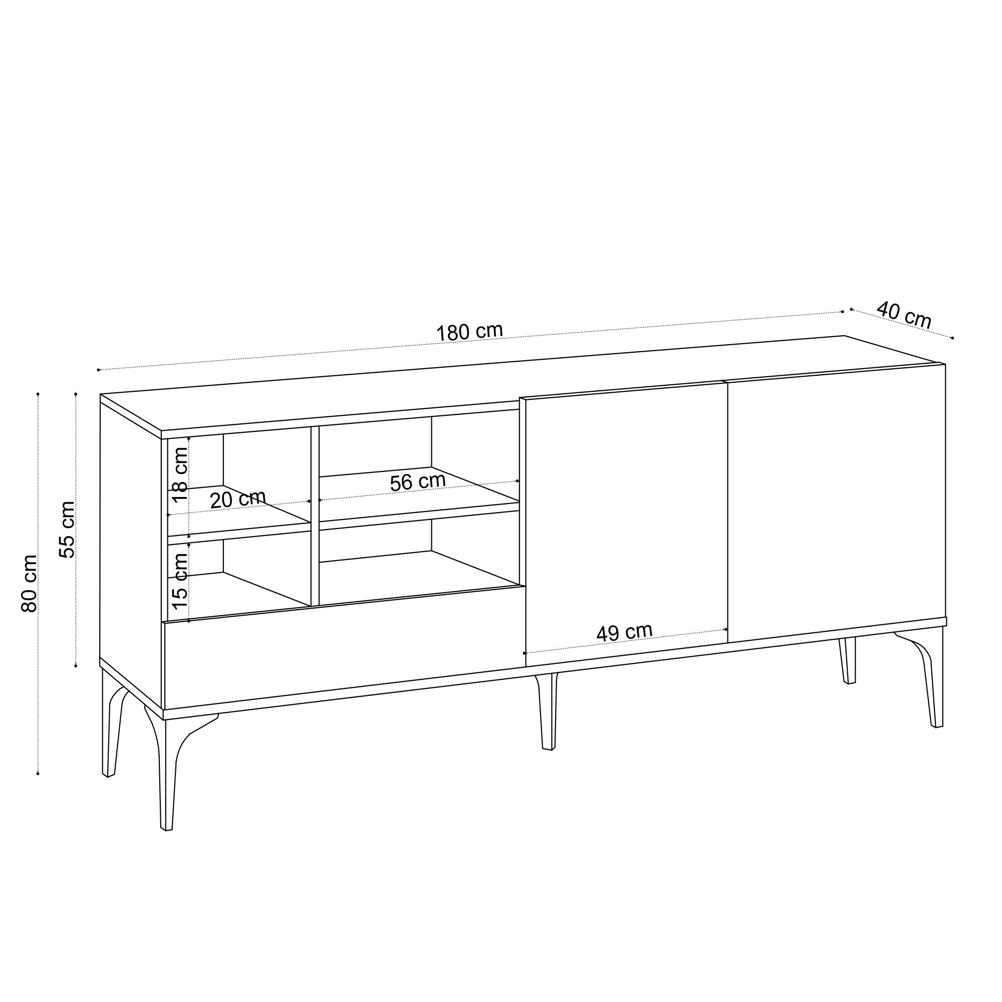 Entdecken Sie das Orela Sideboard von Hanah Home – ein elegantes Eichenmöbelstück, das Stauraum und Stil für Ihr Wohnzimmer vereint!