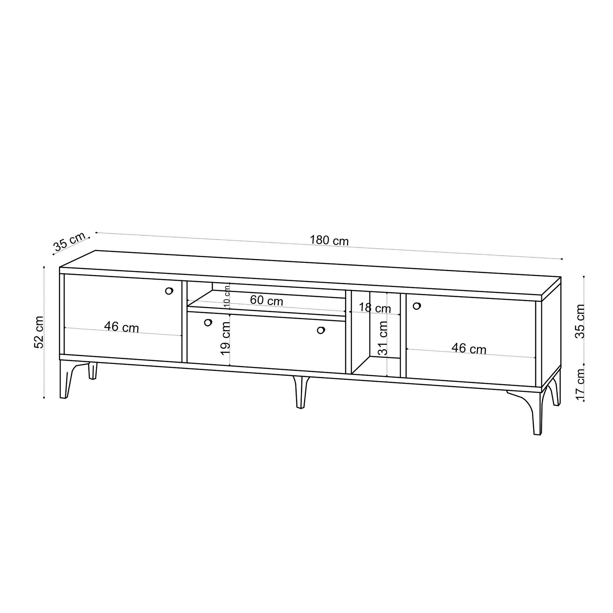 Entdecken Sie das Penny Sideboard von Hanah Home in Eiche – stilvolles Design trifft auf praktische Aufbewahrungslösungen für Ihr Zuhause.