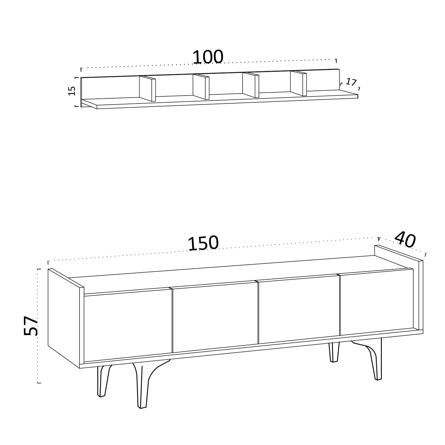 Verleihen Sie Ihrem Wohnraum mit dem Cursa TV-Möbel in Saphir-Eiche einen eleganten Akzent – stilvoll, langlebig und funktional.