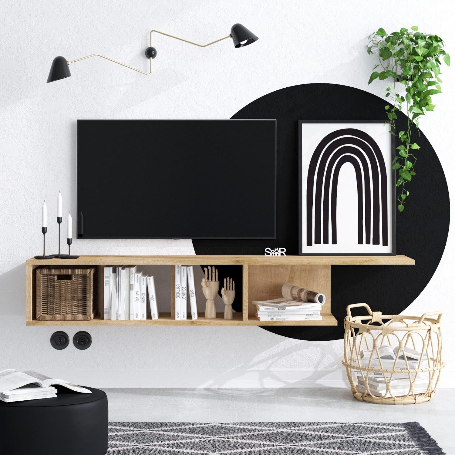 Entdecken Sie das elegante Pan Sideboard in Saphir-Eiche von Hanah Home – eine stilvolle Bereicherung für Ihr Zuhause.