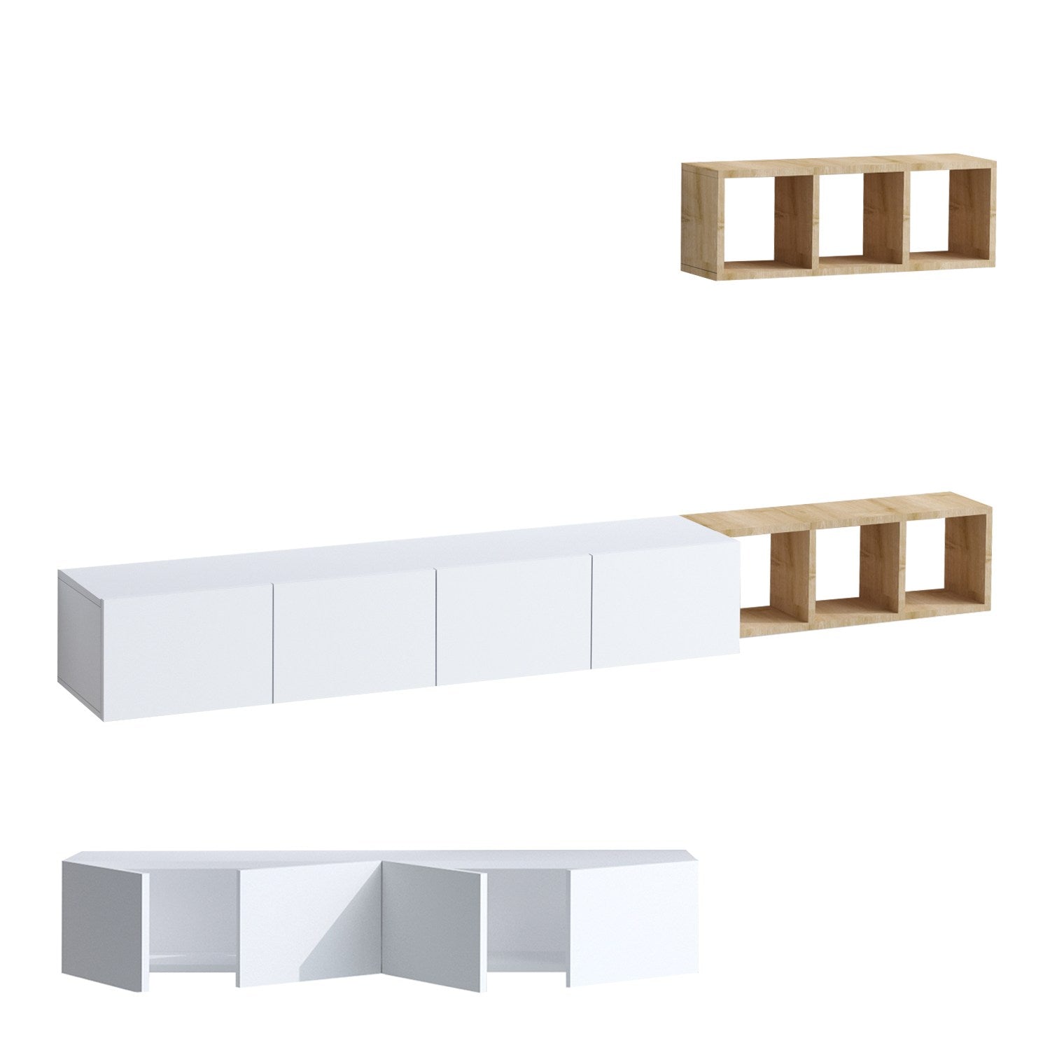 Pıa in Weisseiche präsentiert im Onlineshop von KAQTU Design AG. TV-Möbel ist von Hanah Home