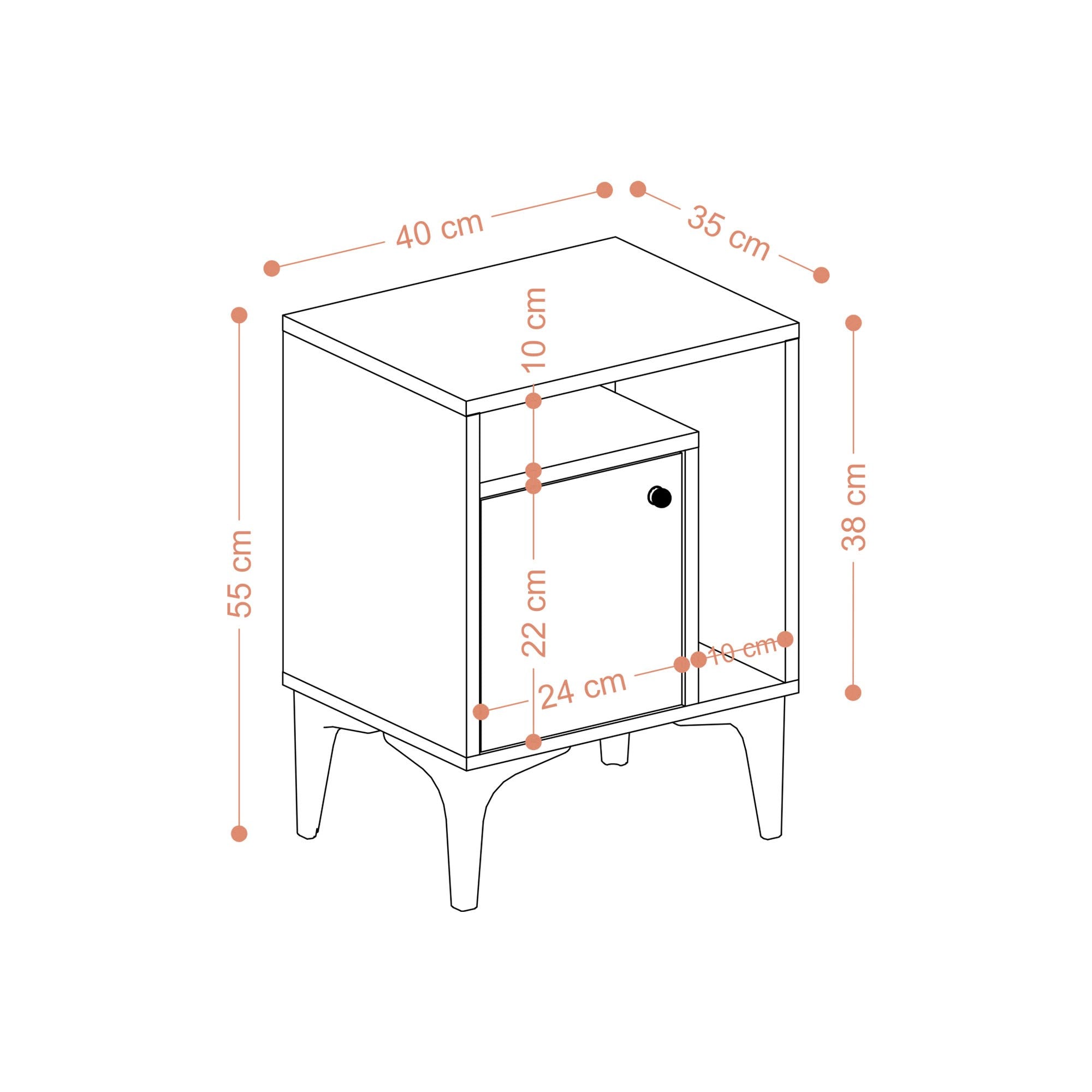 Entdecken Sie den Nuno Nachttisch in Saphir-Eiche von Hanah Home – stilvolles Design trifft auf funktionalen Stauraum für Ihr Schlafzimmer.
