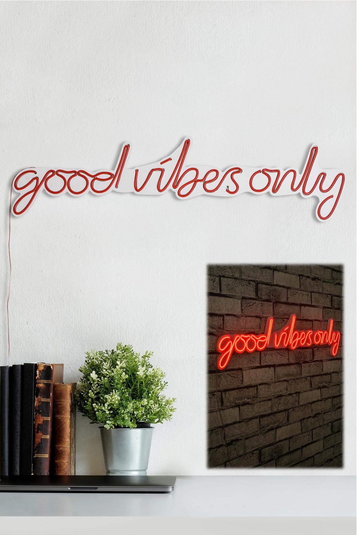 Erleben Sie mit der Good Vibes Only Wandleuchte in Rot von Wallity eine faszinierende LED-Beleuchtung, die jeden Raum in ein stilvolles Ambiente verwandelt!