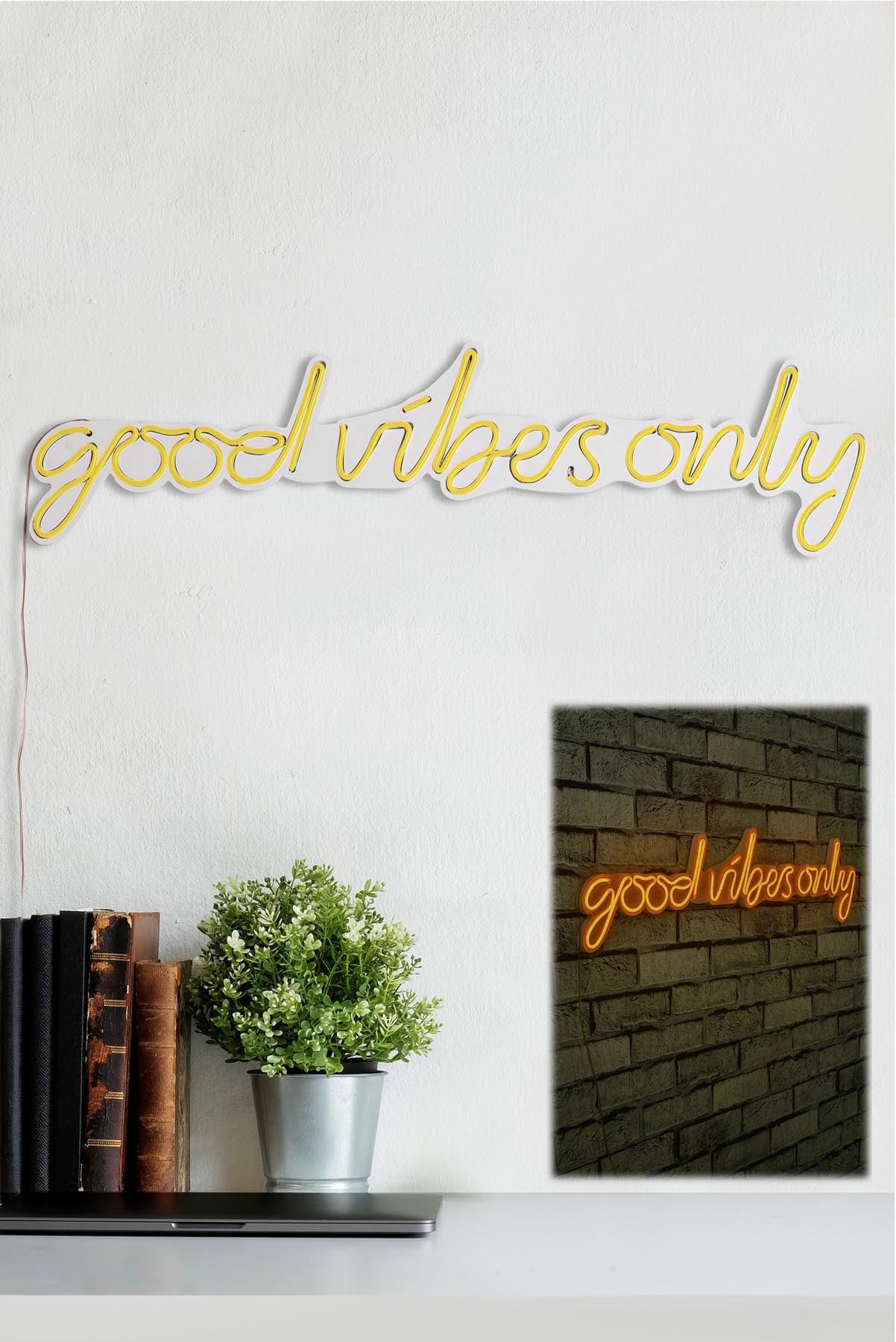 Verleihen Sie Ihrem Raum mit der Good Vibes Only Wandleuchte in Gelb von Wallity einen einzigartigen Charme. Ideal für kreative Lichtakzente!