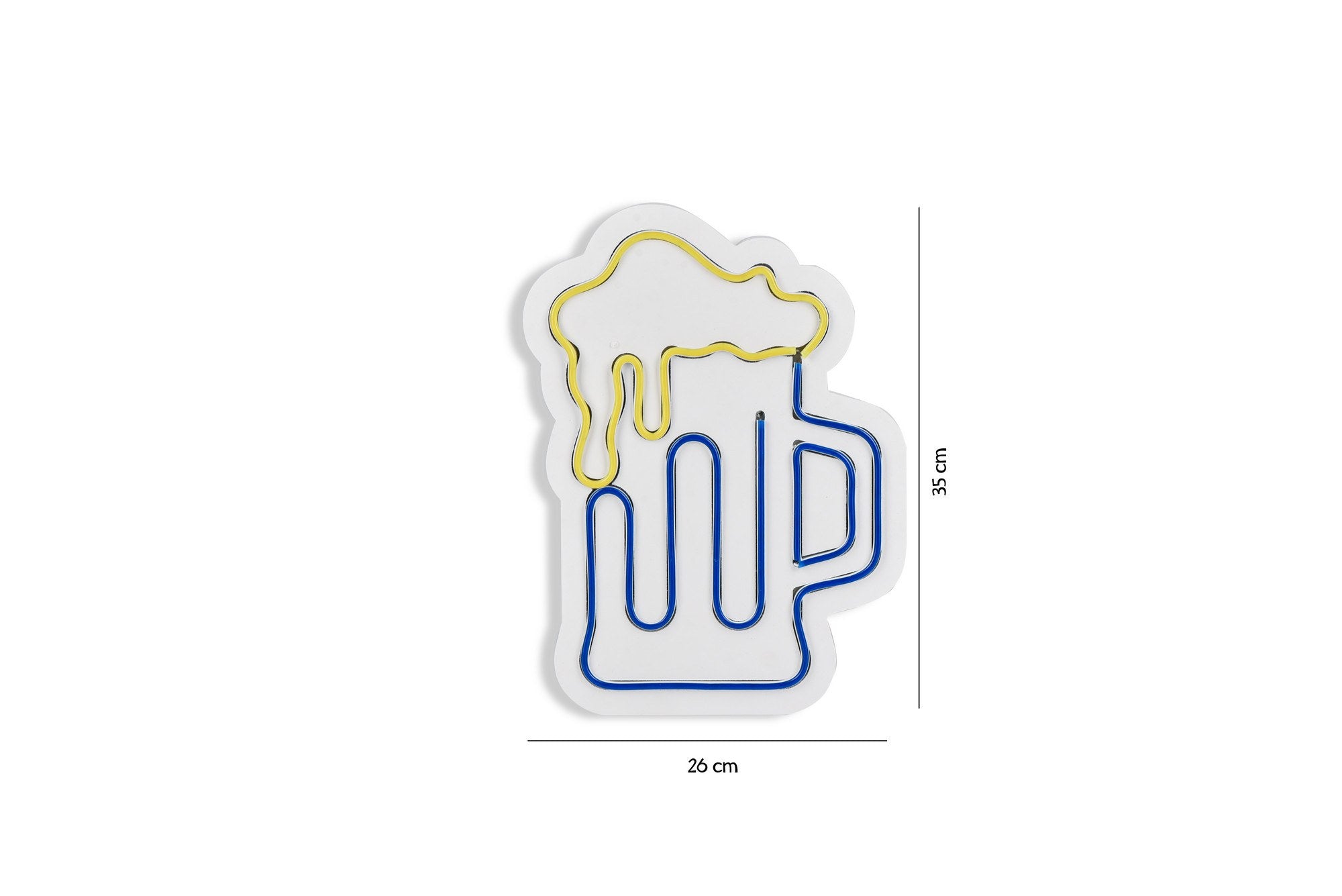 Entdecken Sie die Beer Glass Wandleuchte in Blau und Gelb von Wallity! Diese stilvolle LED-Beleuchtung schafft eine einladende Atmosphäre in jedem Raum.