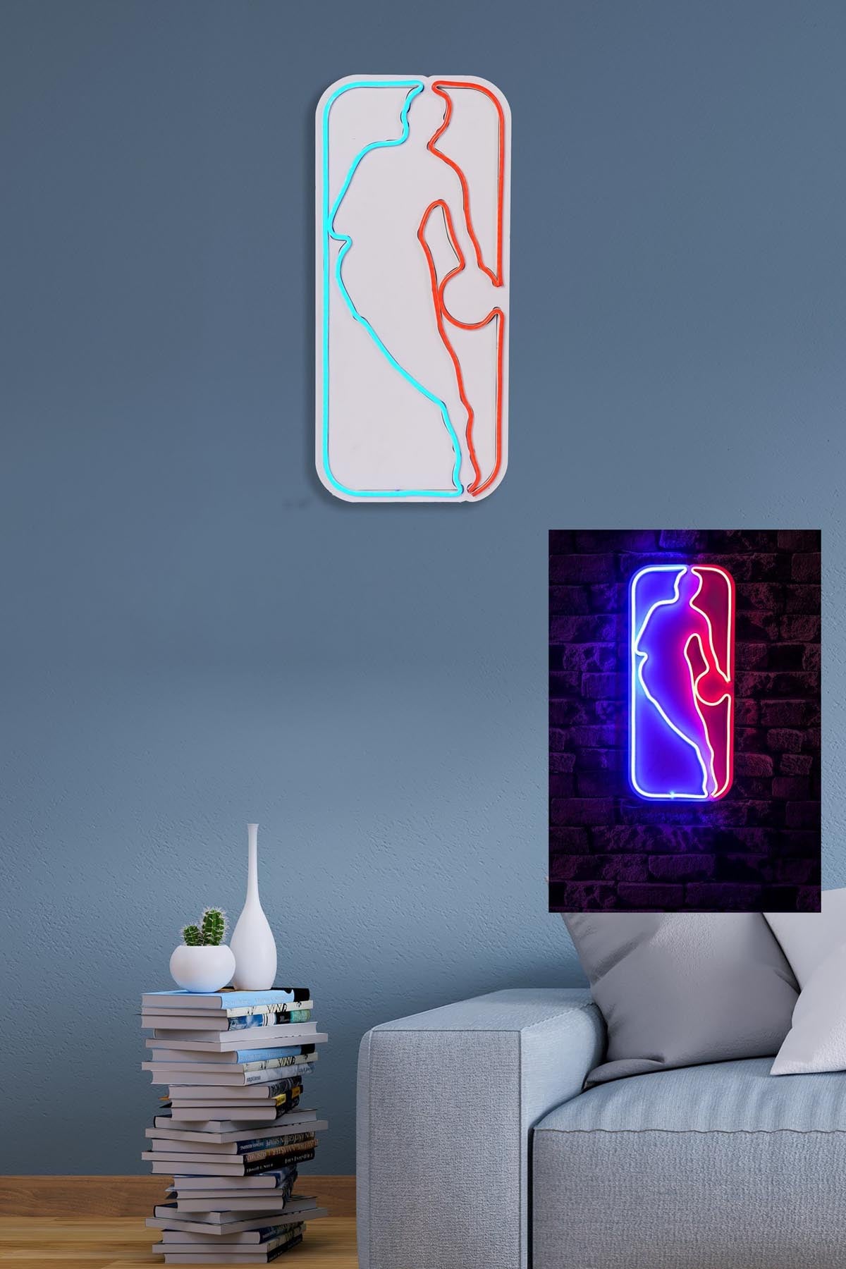 Verleihen Sie Ihrem Raum mit der mehrfarbigen Logo Jerry West Wandleuchte von Wallity einen Hauch von Magie! Diese flexible LED-Beleuchtung schafft eine fesselnde Atmosphäre.
