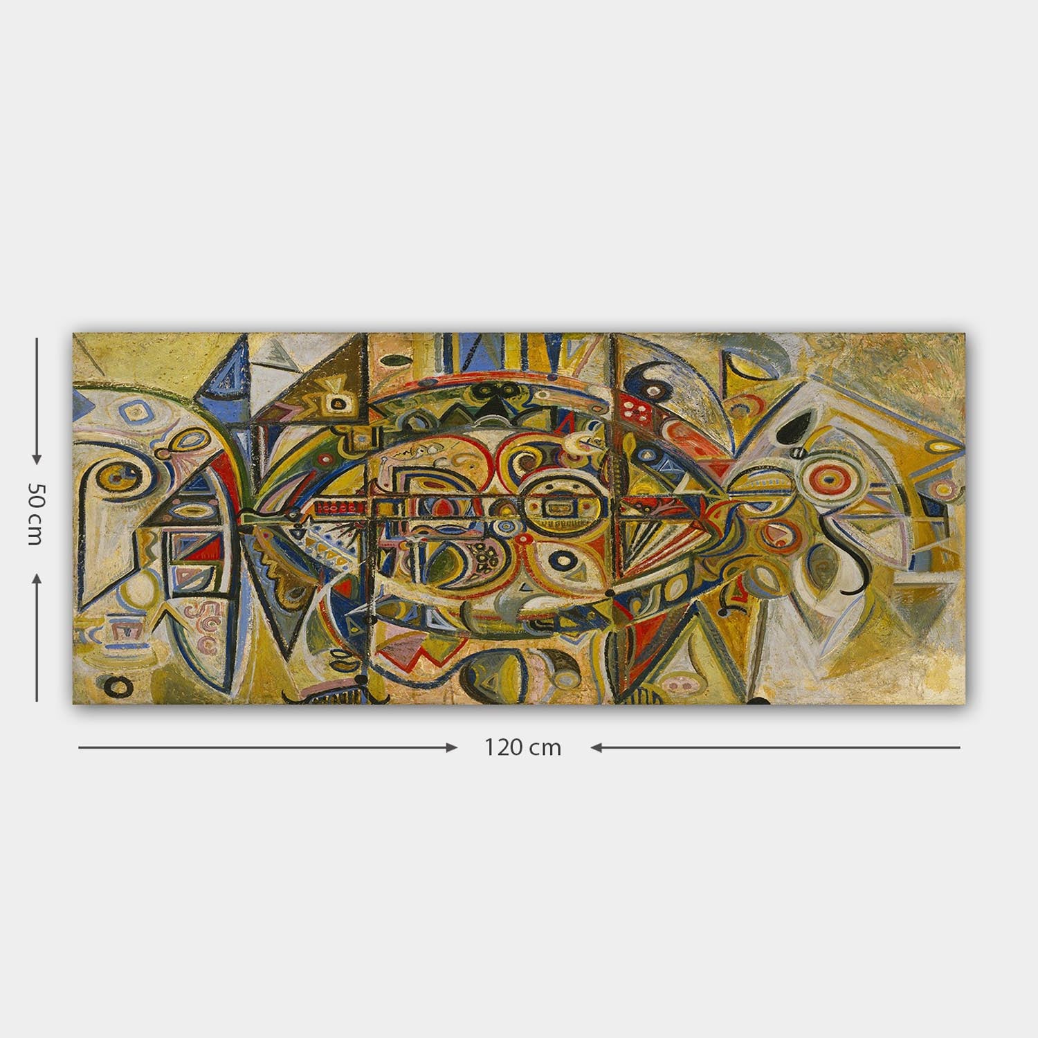 Verleihen Sie Ihrem Raum mit dem mehrfarbigen Leinwandbild "Desert" von Richard Pousette Dart eine inspirierende Atmosphäre. Dieses Kunstwerk fängt die Wüstenlandschaft in lebendigen Farben ein.