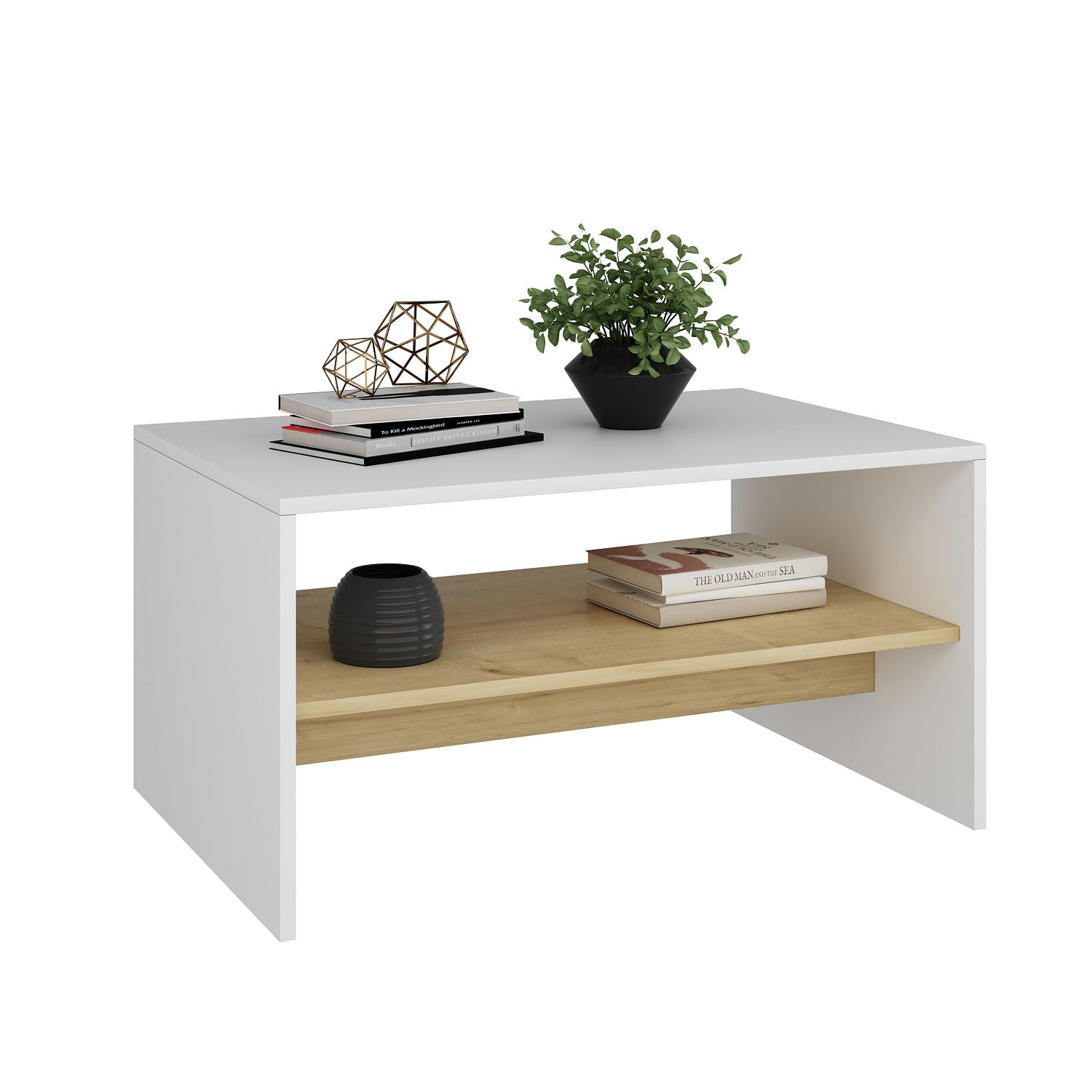 Apollon - White, Sapphire Oak in Weisser Saphir- Eiche präsentiert im Onlineshop von KAQTU Design AG. Beistelltisch ist von Hanah Home