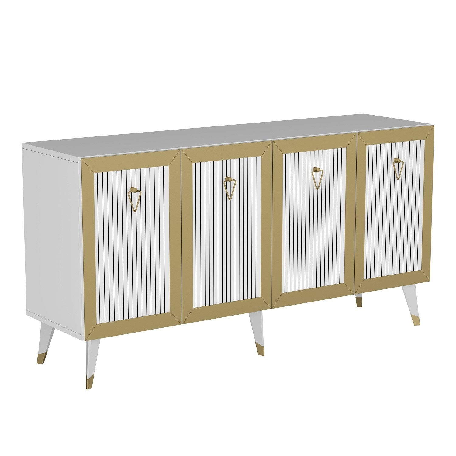 Entdecken Sie das Bare High-Sideboard von Hanah Home – ein elegantes Möbelstück in Weiß und Gold, das Stil und Funktionalität vereint.