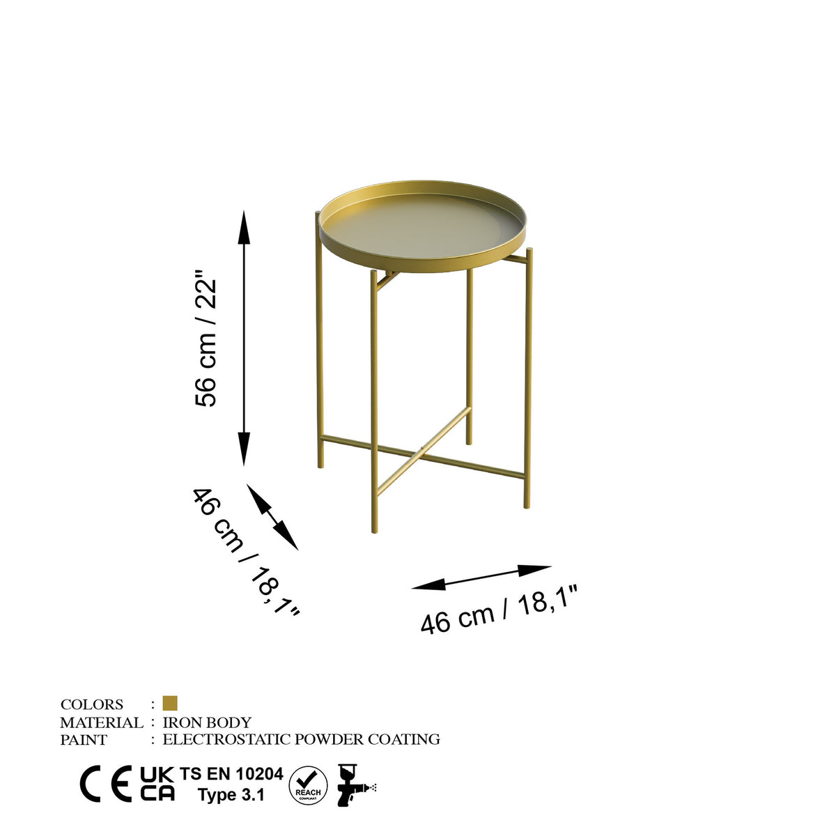 Shb Sofatisch - Gold in Gold präsentiert im Onlineshop von KAQTU Design AG. Beistelltisch ist von Hanah Home
