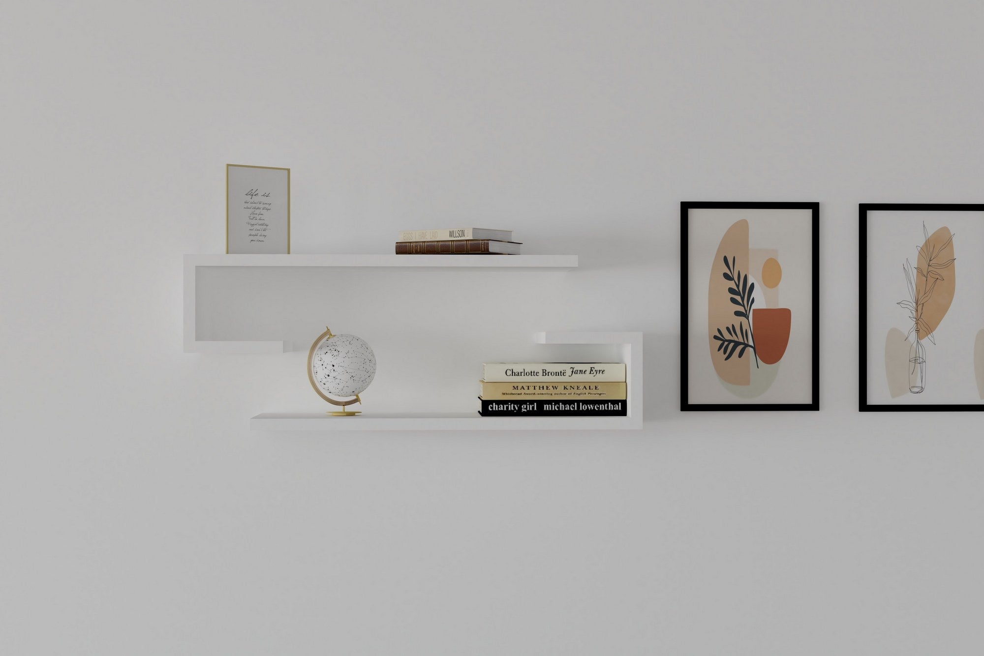 Verleihen Sie Ihrem Zuhause mit dem Eldo Wandregal in Weiß von Hanah Home einen Hauch von skandinavischem Stil. Ideal für Bücher und Deko!