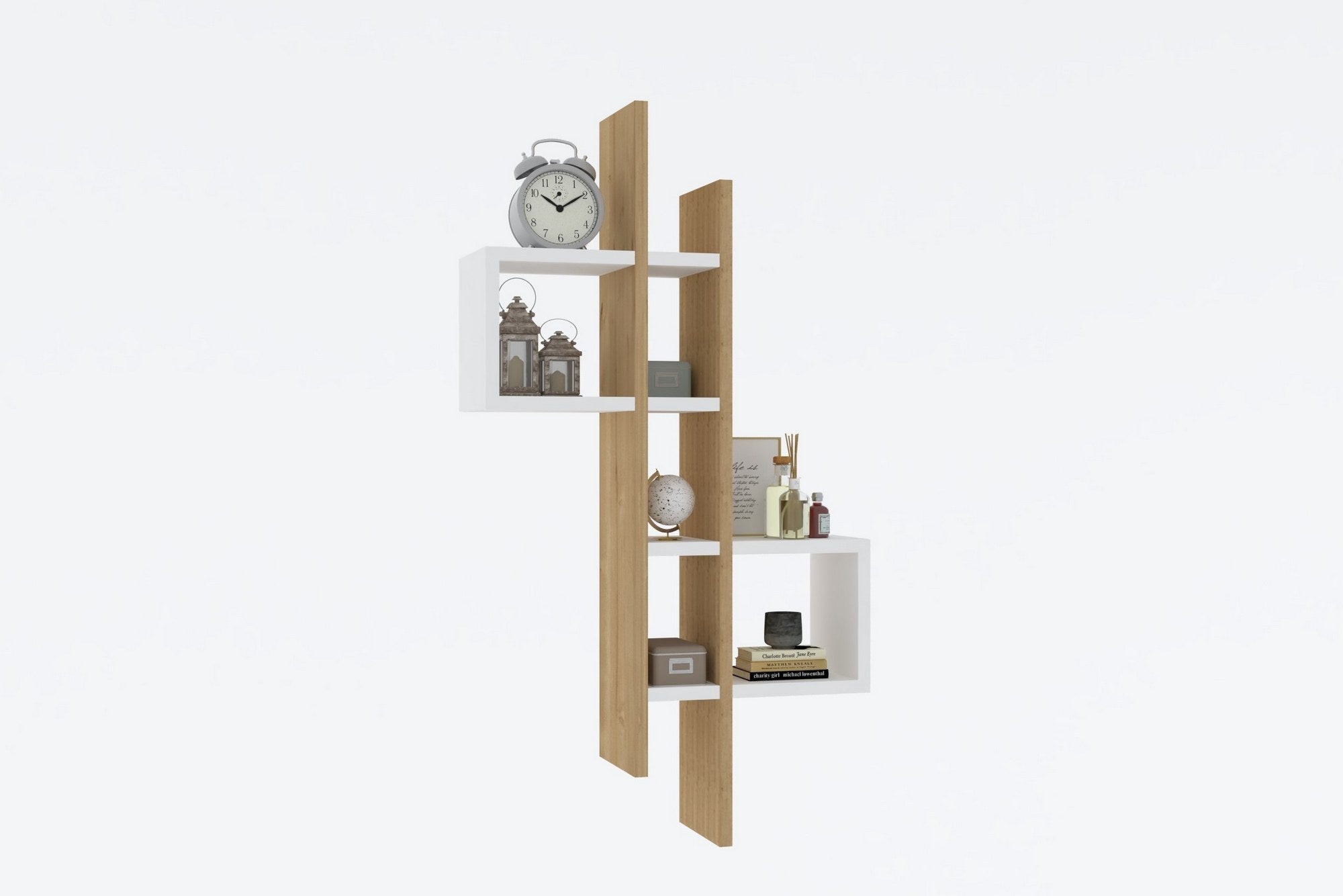 Entdecken Sie das Emse Wandregal in Saphir-Eiche Weiß von Hanah Home – stilvoll, funktional und perfekt für jeden Raum!