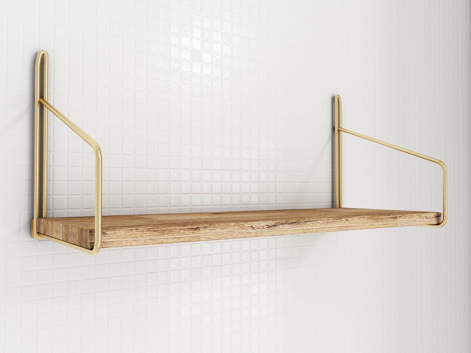 Verleihen Sie Ihrem Raum mit dem eleganten Wandregal von Hanah Home in Gold und Braun einen Hauch von Luxus. Ideal für stilvolle Akzente!