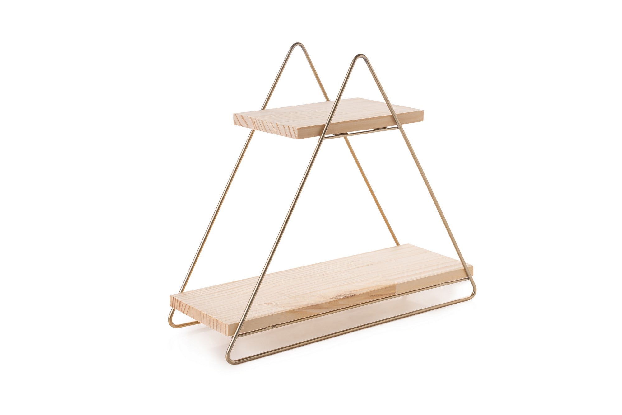 Verleihen Sie Ihrem Raum mit dem stilvollen Wandregal von Hanah Home aus Massivholz in Gold und Braun einen Hauch von Eleganz und Funktionalität.