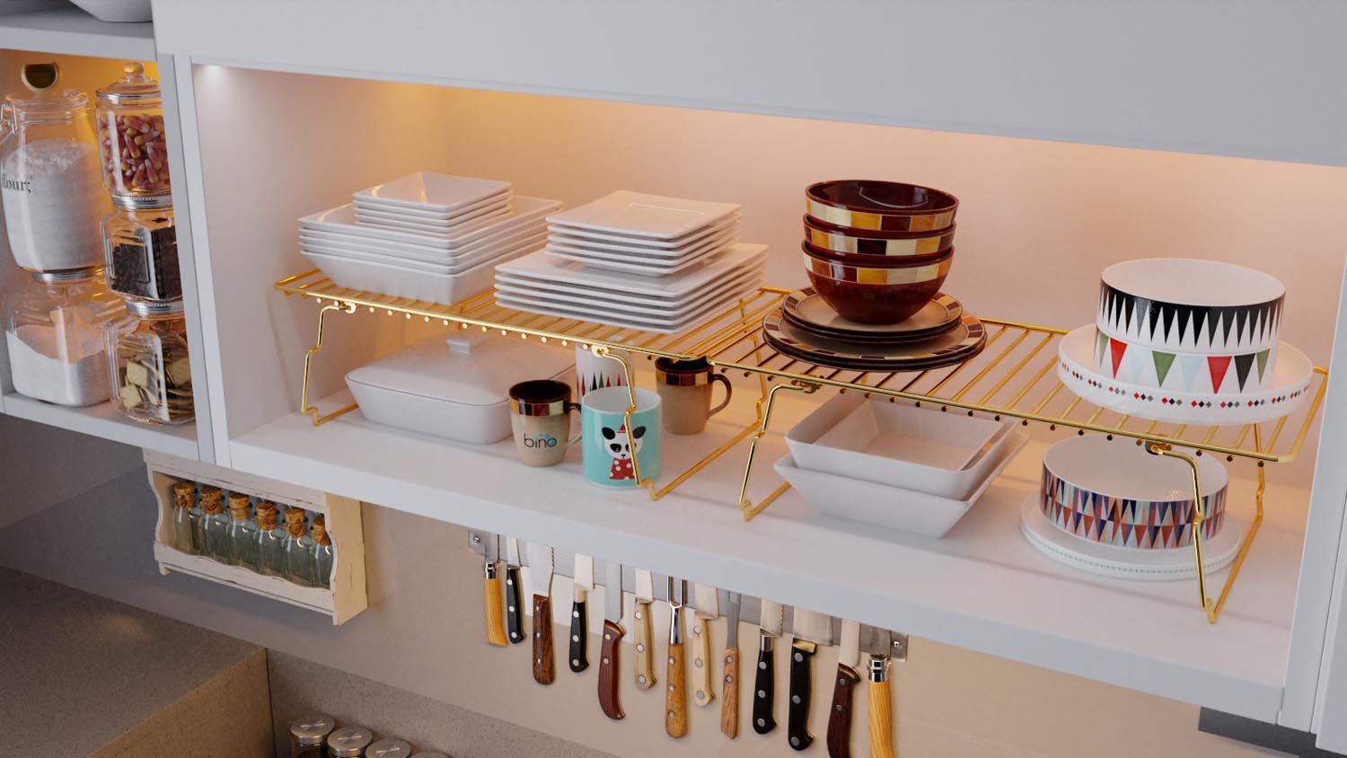 Gestalten Sie Ihr Zuhause mit dem eleganten Dolap Ici Organizer Wandregal in Gold und Braun von Hanah Home. Perfekt für stilvolle Akzente und praktische Aufbewahrung!