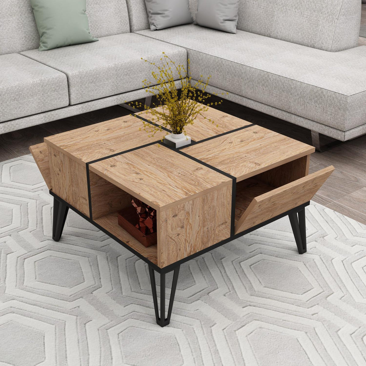 Nirvana Sofatisch - Atlantische Kiefer Schwarz in Atlantische Kiefer Schwarz präsentiert im Onlineshop von KAQTU Design AG. Couchtisch ist von Hanah Home