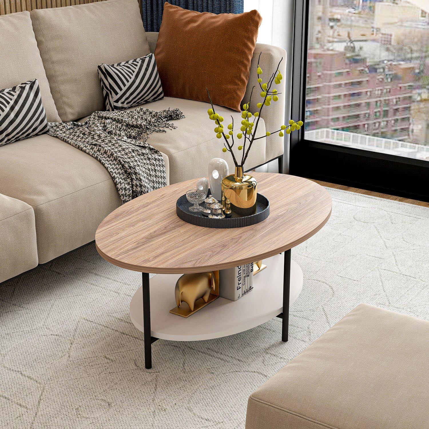 Eleganter Elis Sofatisch in Eiche Weiß von Hanah Home – vereint Stil und Funktionalität, ideal für jeden Wohnraum und unvergessliche Momente.