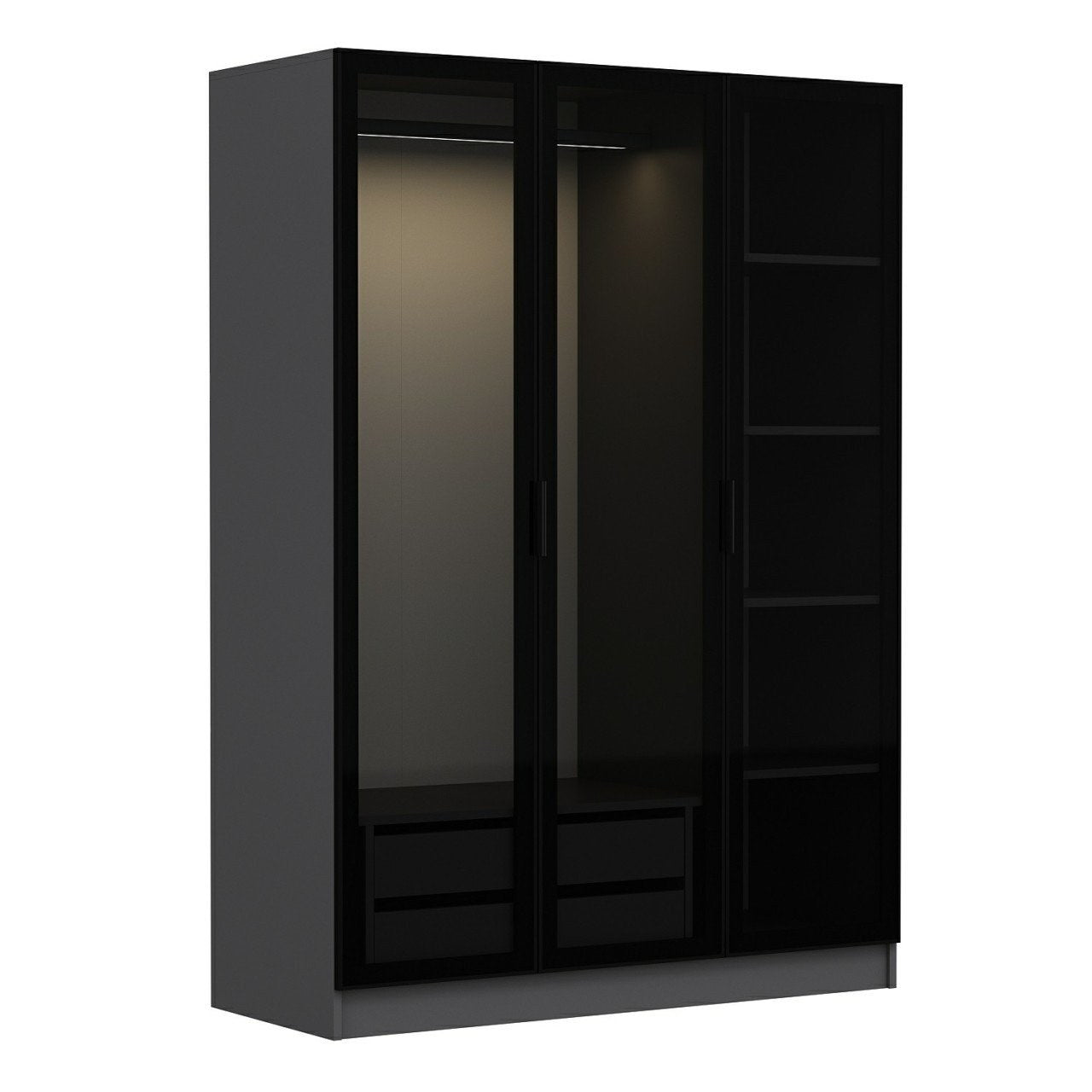 Entdecken Sie die Kale Anthracite Black Garderobe von Hanah Home – stilvoll, langlebig und perfekt für ein organisiertes Schlafzimmer.