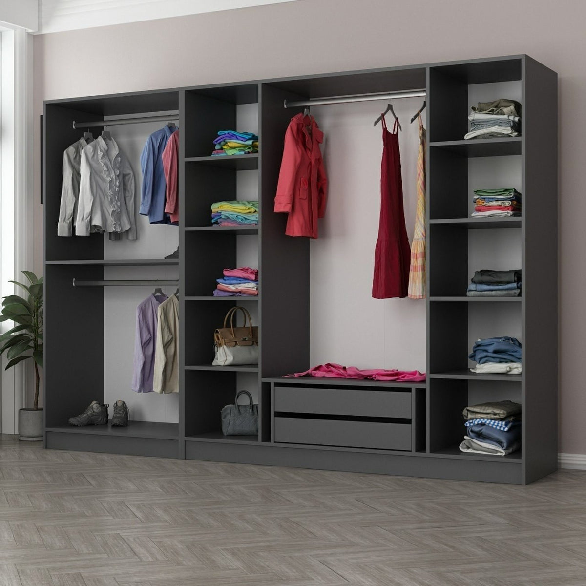 Kale Schrank - Anthrazit Schwarz in Anthrazit Schwarz präsentiert im Onlineshop von KAQTU Design AG. Drehtürenschrank ist von Hanah Home