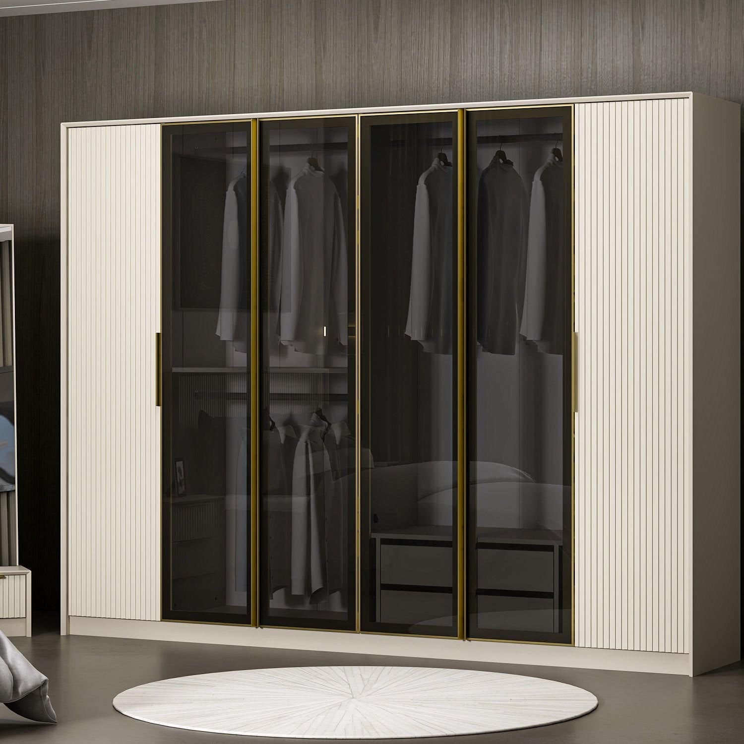 Erleben Sie die Luxe Garderobe von Hanah Home in Weiß Gold – die perfekte Kombination aus modernem Design und praktischer Aufbewahrung für Ihr Zuhause.