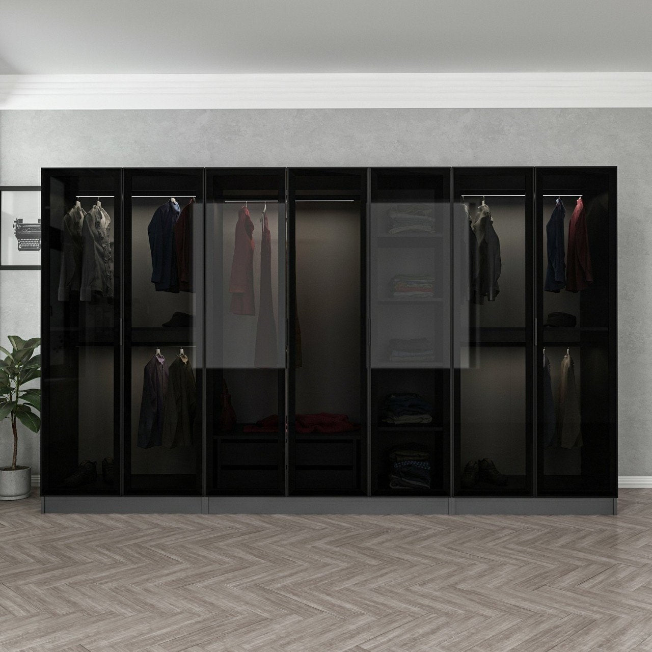 Verleihen Sie Ihrem Raum mit der Kale Garderobe von Hanah Home in Anthrazit Schwarz einen modernen Touch. Funktionalität trifft auf elegantes Design!