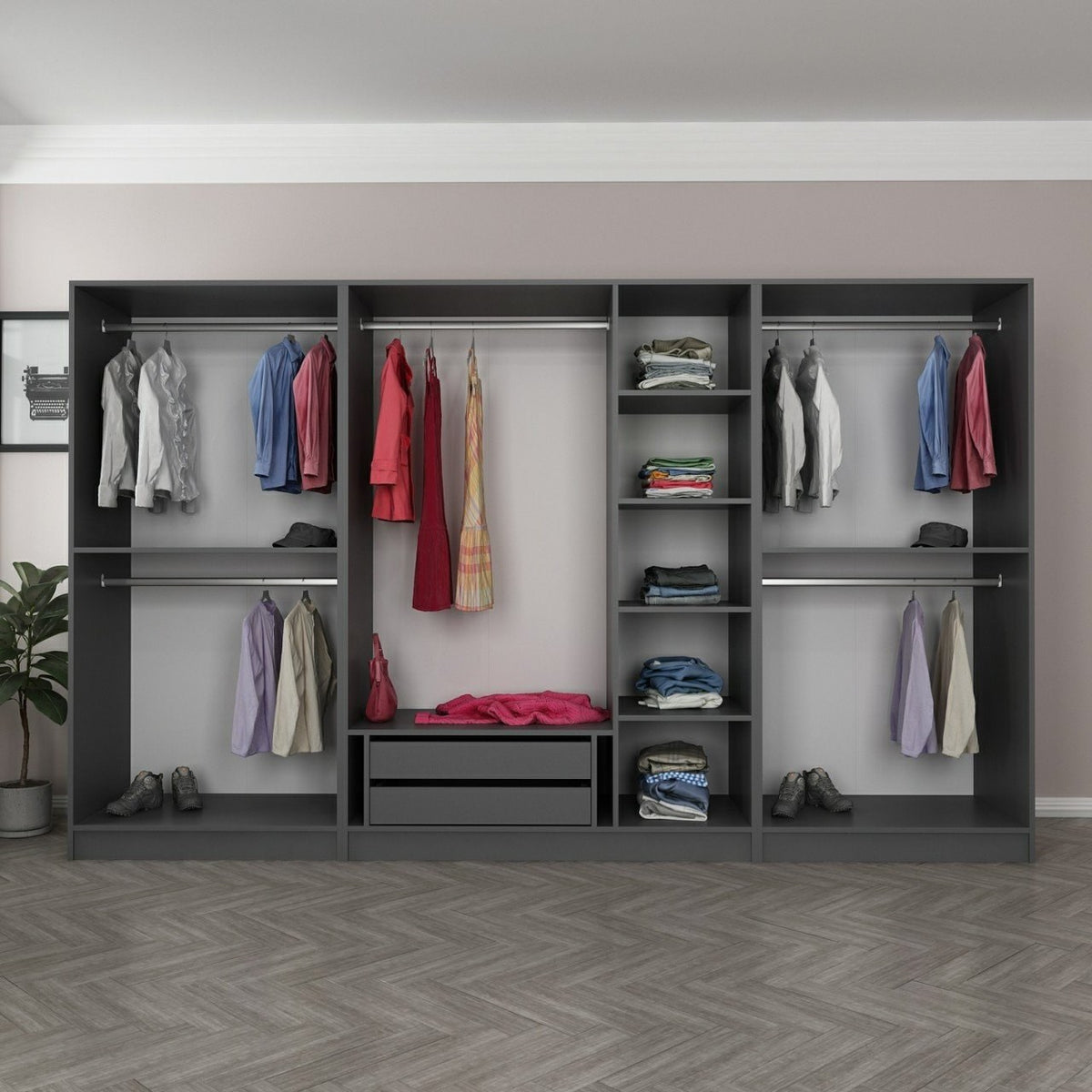 Kale Schrank - Anthrazit Schwarz in Anthrazit Schwarz präsentiert im Onlineshop von KAQTU Design AG. Drehtürenschrank ist von Hanah Home