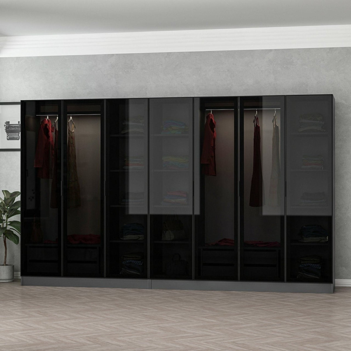 Kale Schrank - Anthrazit Schwarz in Anthrazit Schwarz präsentiert im Onlineshop von KAQTU Design AG. Drehtürenschrank ist von Hanah Home