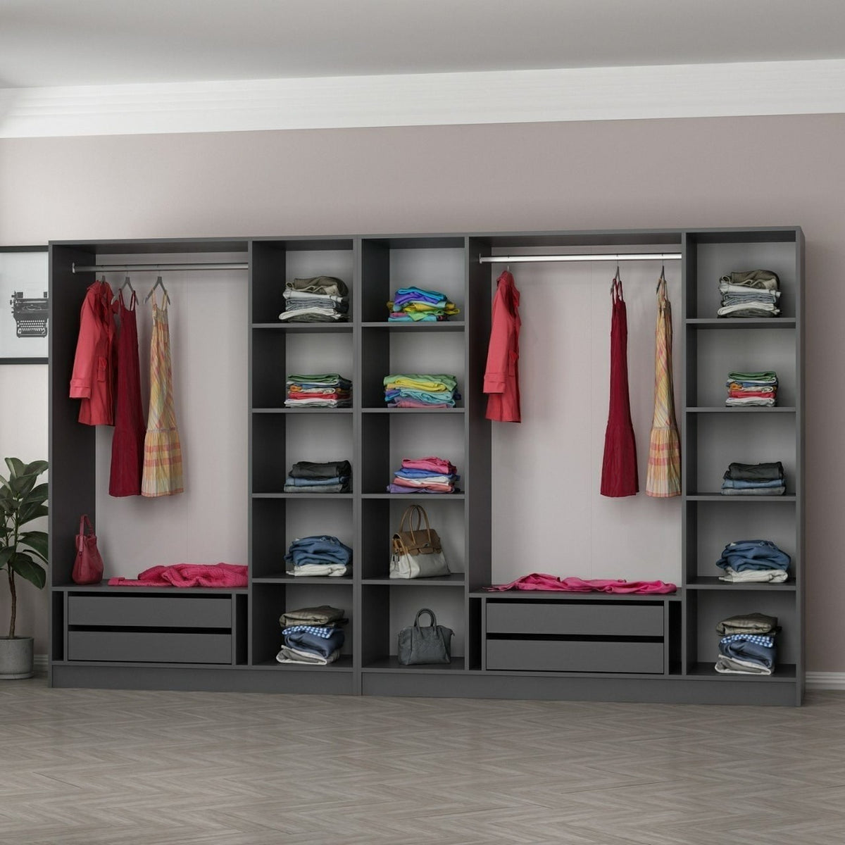Kale Schrank - Anthrazit Schwarz in Anthrazit Schwarz präsentiert im Onlineshop von KAQTU Design AG. Drehtürenschrank ist von Hanah Home