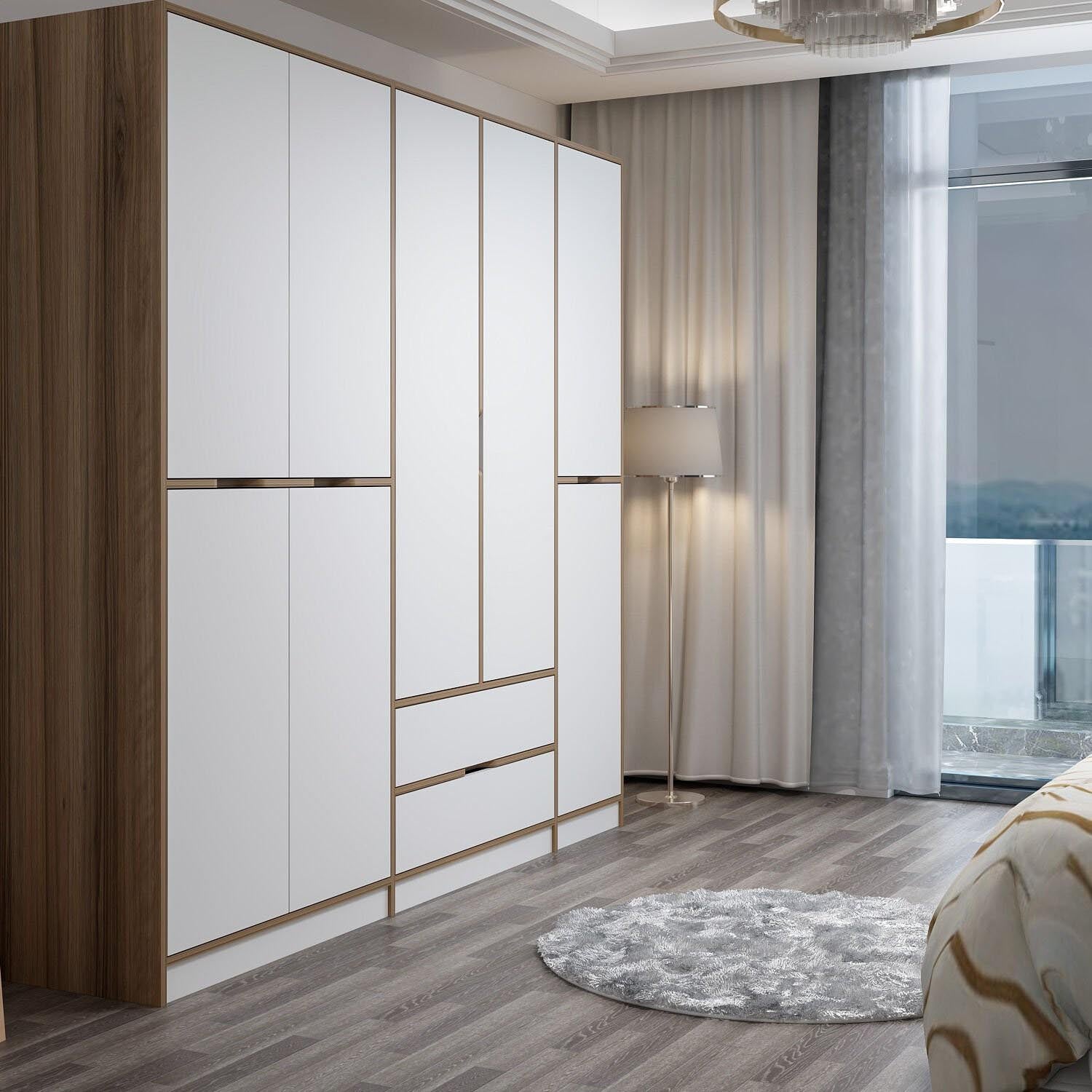 Erleben Sie die stilvolle Elina Garderobe in Weiß von Hanah Home – Ihr Schlüssel zu einem organisierten und eleganten Raum mit viel Stauraum!