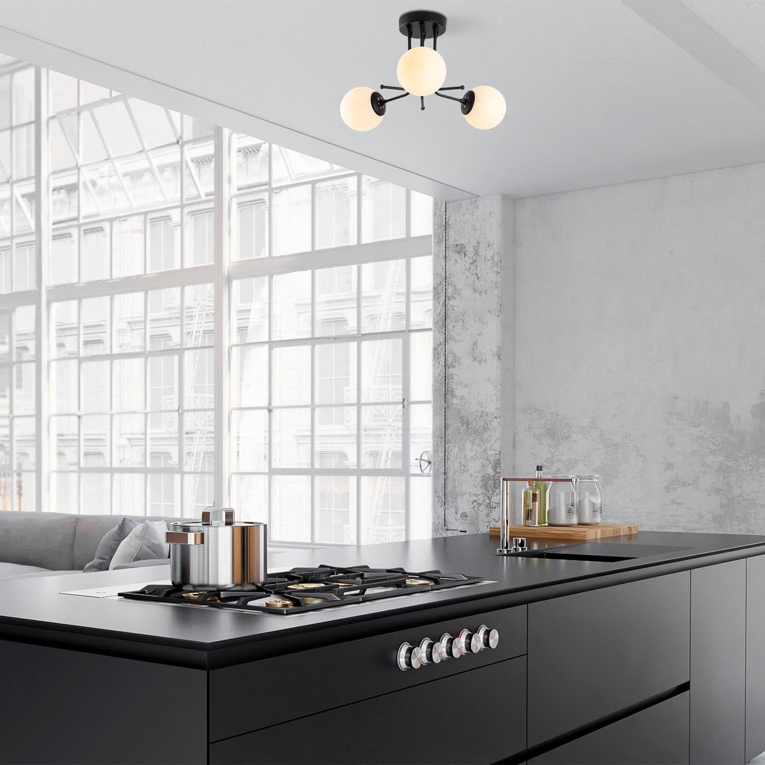 Entdecken Sie die Daisy Deckenleuchte in Schwarz von Opviq – eine stilvolle Kombination aus industriellem und skandinavischem Design für Ihr Zuhause.