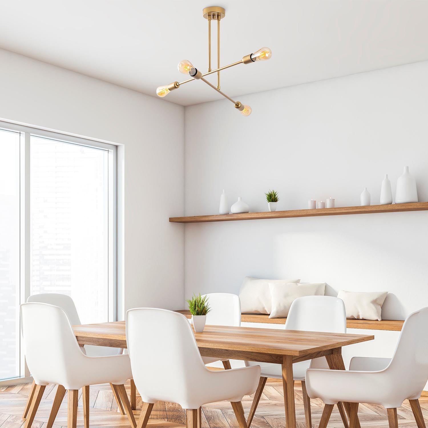 Verleihen Sie Ihrem Zuhause mit der Camel 7 Pendelleuchte von Opviq einen Hauch von Luxus. Dieser goldene Kronleuchter ist der Inbegriff von Eleganz und Stil.