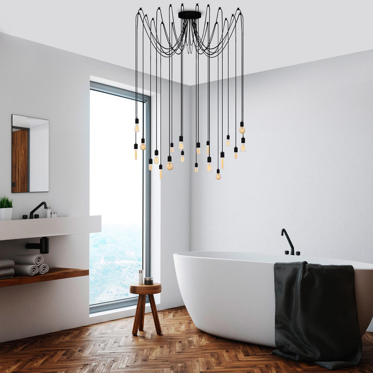 Kabluni Pendellampe - Schwarz in Schwarz präsentiert im Onlineshop von KAQTU Design AG. Pendelleuchte ist von Opviq