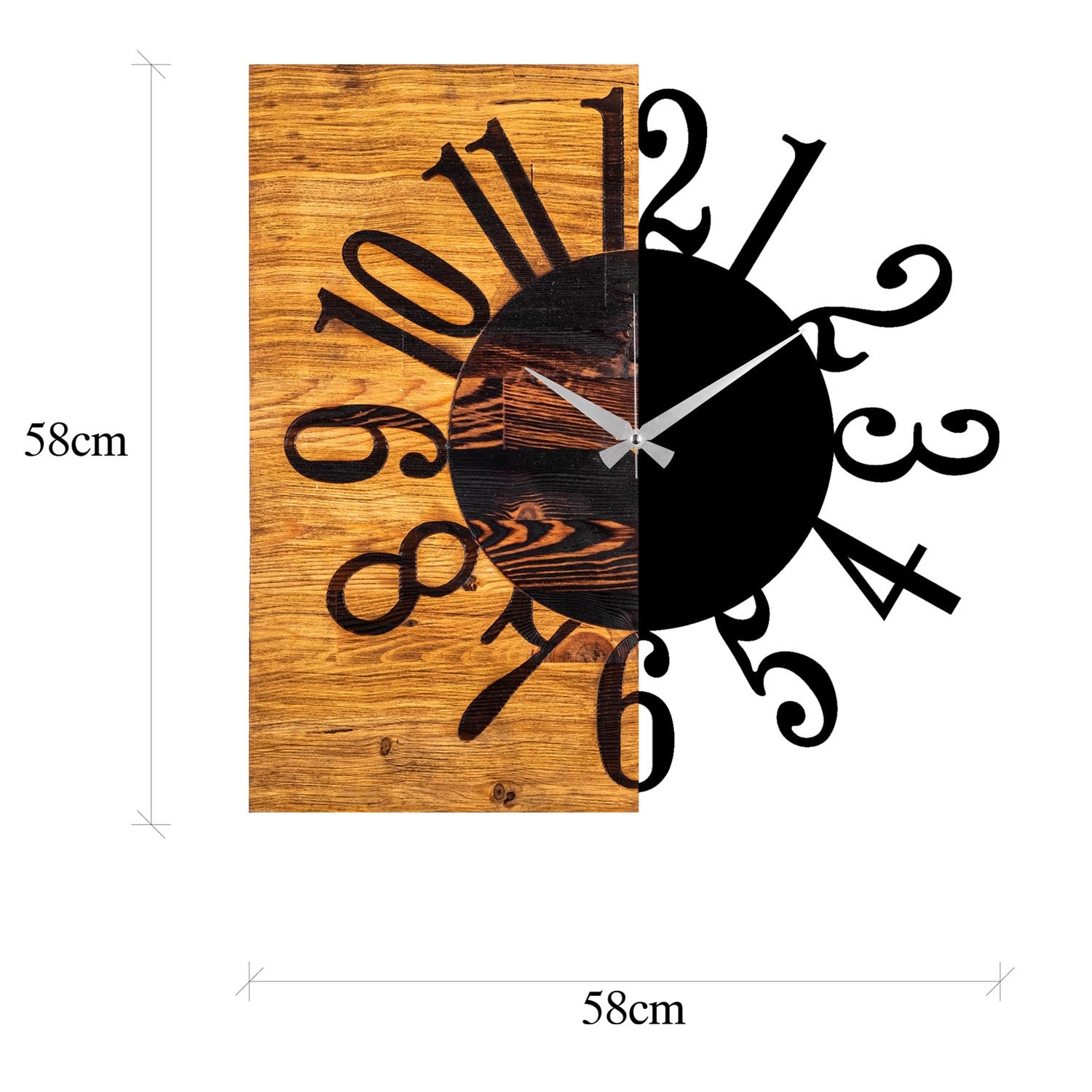 Verleihen Sie Ihrem Zuhause Stil mit der Wooden Clock 7 von Wallity – einer einzigartigen Wanduhr aus echtem Holz, die Eleganz und Charakter ausstrahlt.