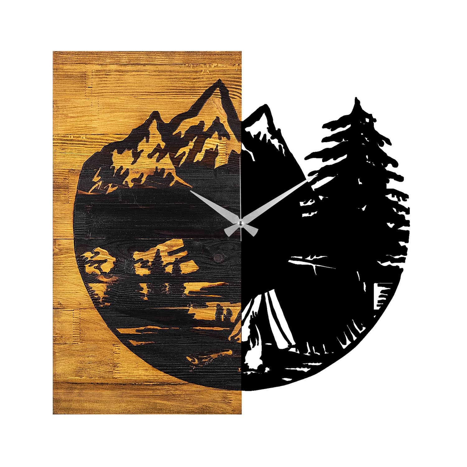 Wooden Clock 19 in Walnuss Schwarz präsentiert im Onlineshop von KAQTU Design AG. Wanduhr ist von Wallity