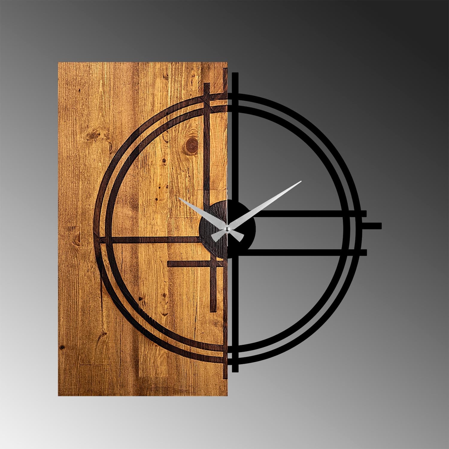 Verleihen Sie Ihrem Wohnraum mit der Wooden Clock 38 in Lichtwalnuss Schwarz von Wallity einen Hauch von Eleganz. Diese stilvolle Wanduhr aus 100% Holz ist ein zeitloses Dekorationsstück.