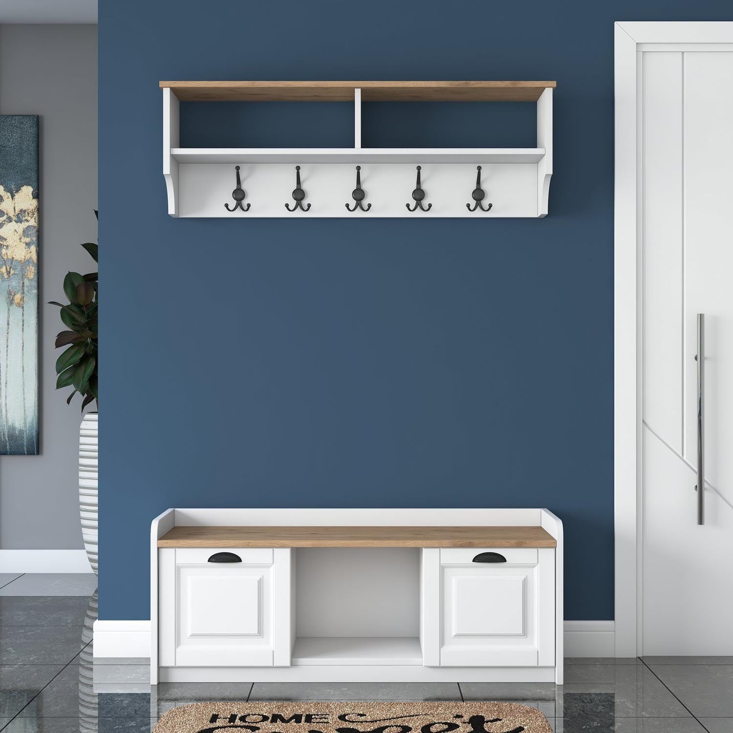 P2 - 1636 - Walnut in Weisser Walnuss präsentiert im Onlineshop von KAQTU Design AG. Garderobe ist von Hanah Home