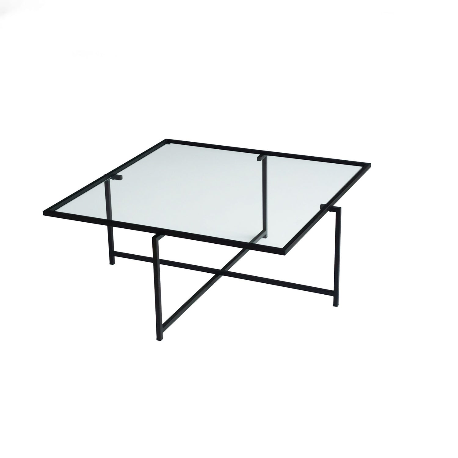 Moderner Sun S409 Sofatisch von Hanah Home in elegantem Schwarz. Hochwertiges gehärtetes Glas und stabile Metallbeine für zeitlose Eleganz und Robustheit.