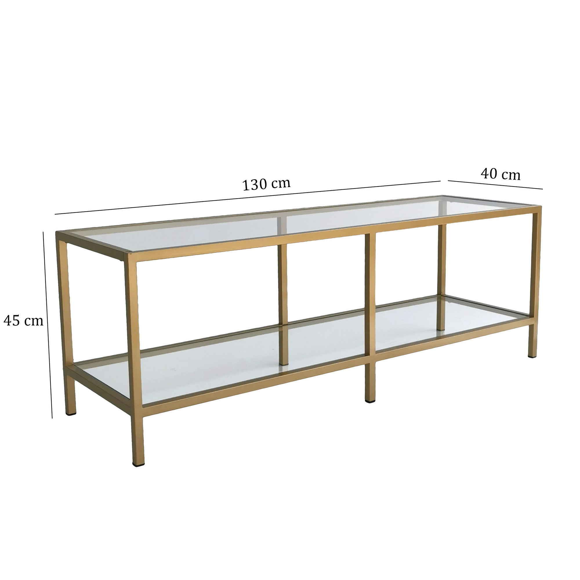 Entdecken Sie das Basic Gold TV501 Sideboard von Hanah Home – ein eleganter TV-Ständer aus gehärtetem Glas und Metall, der Ihrem Wohnraum Glamour und Funktionalität verleiht.