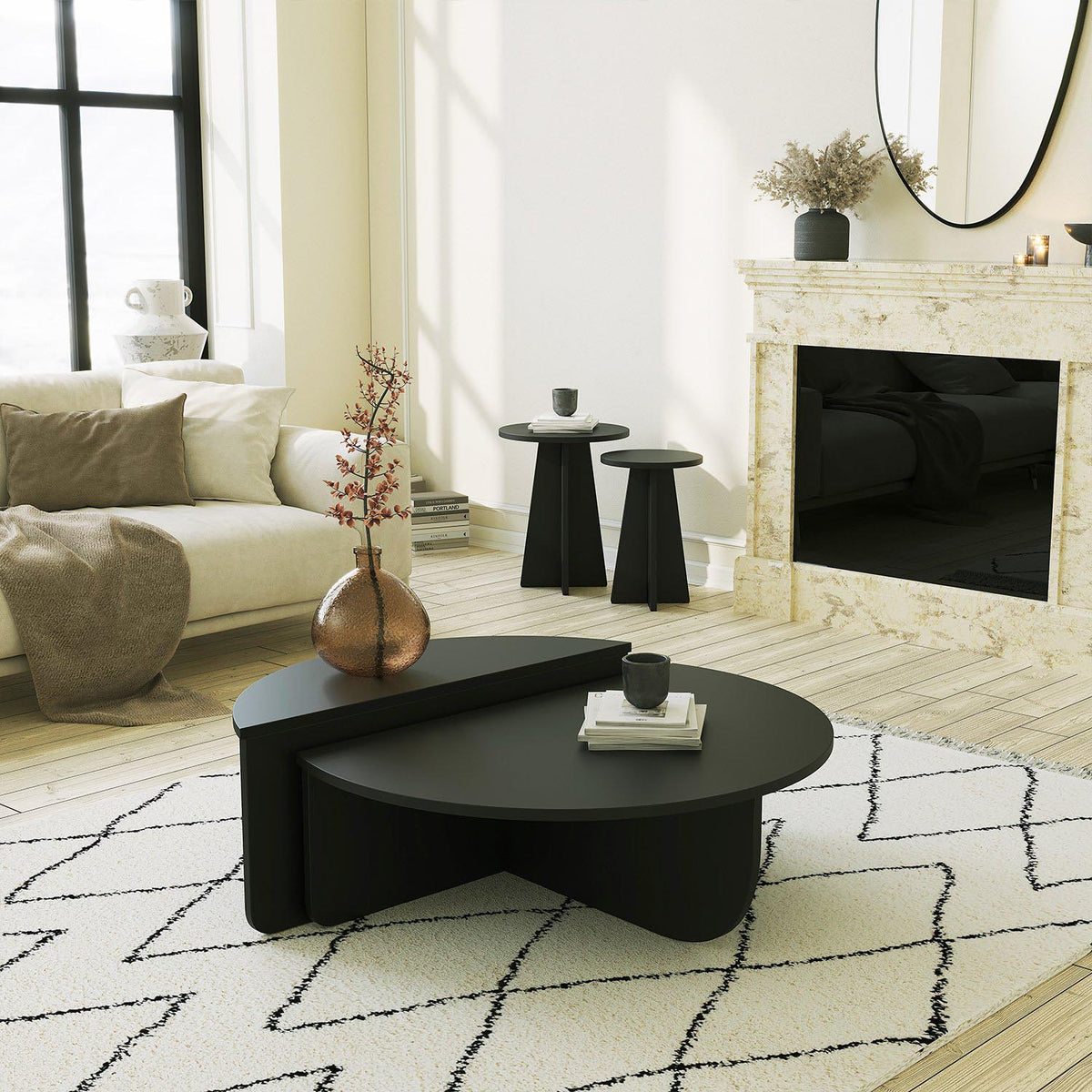 Podium Sofatisch - Schwarz in Schwarz präsentiert im Onlineshop von KAQTU Design AG. Couchtisch ist von Hanah Home