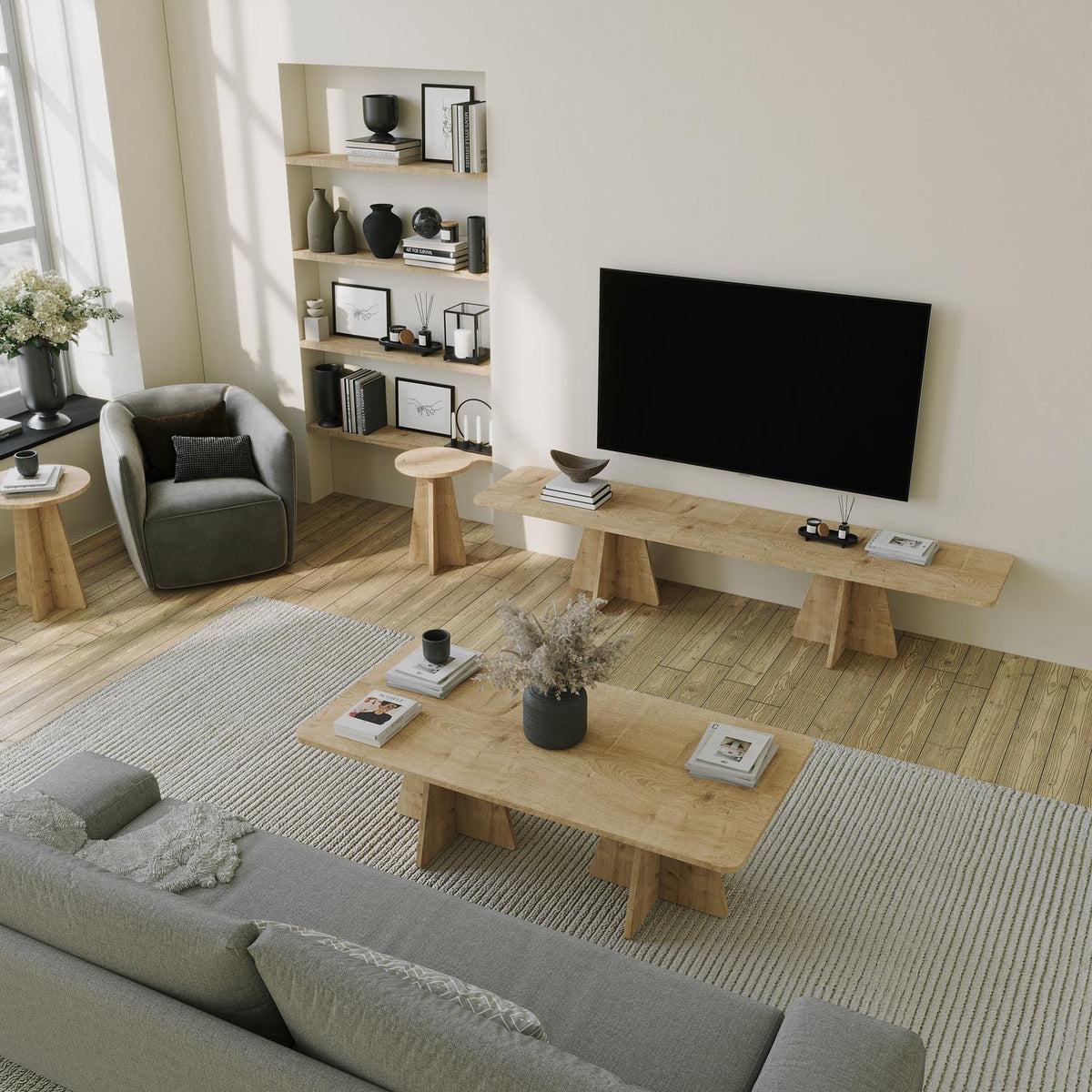Mushroom 2 Sofatisch - Saphir- Eiche in Saphir- Eiche präsentiert im Onlineshop von KAQTU Design AG. Couchtisch ist von Hanah Home