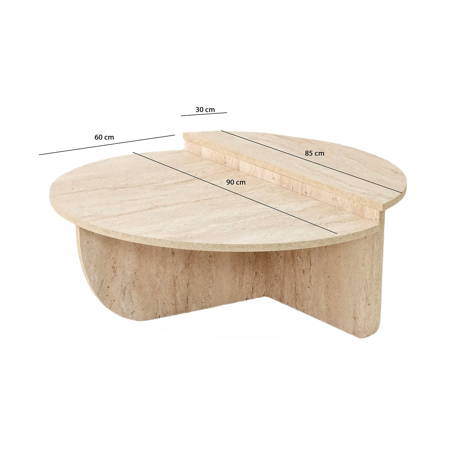 Erleben Sie den Podium Sofatisch von Hanah Home in luxuriösem Travertin – ein stilvolles Highlight für Ihr Zuhause, das Eleganz und Funktionalität vereint.