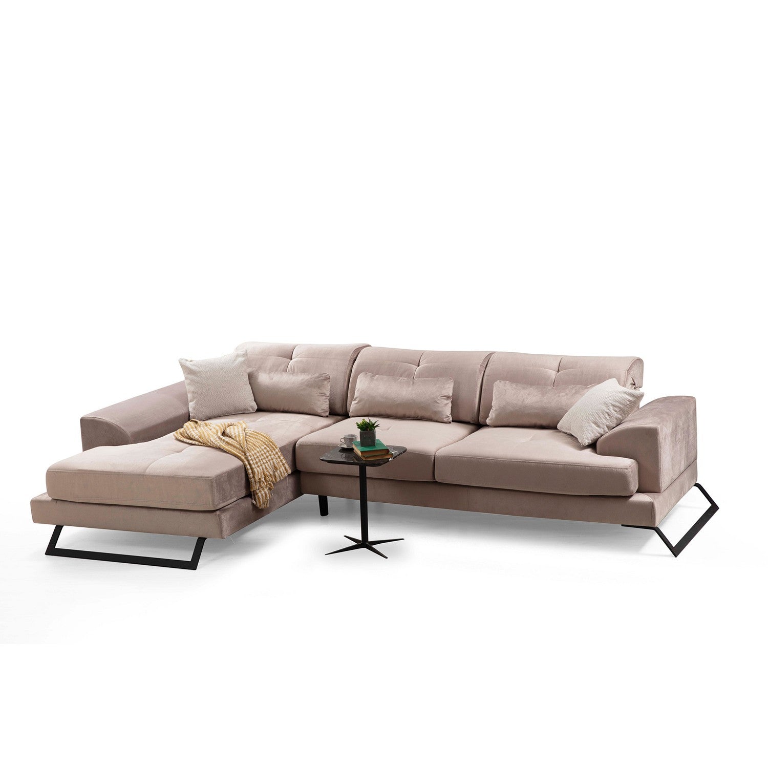Frido Corner Left (Chl+3R) - Beige in Beige präsentiert im Onlineshop von KAQTU Design AG. Ecksofa ist von Atelier Del Sofa