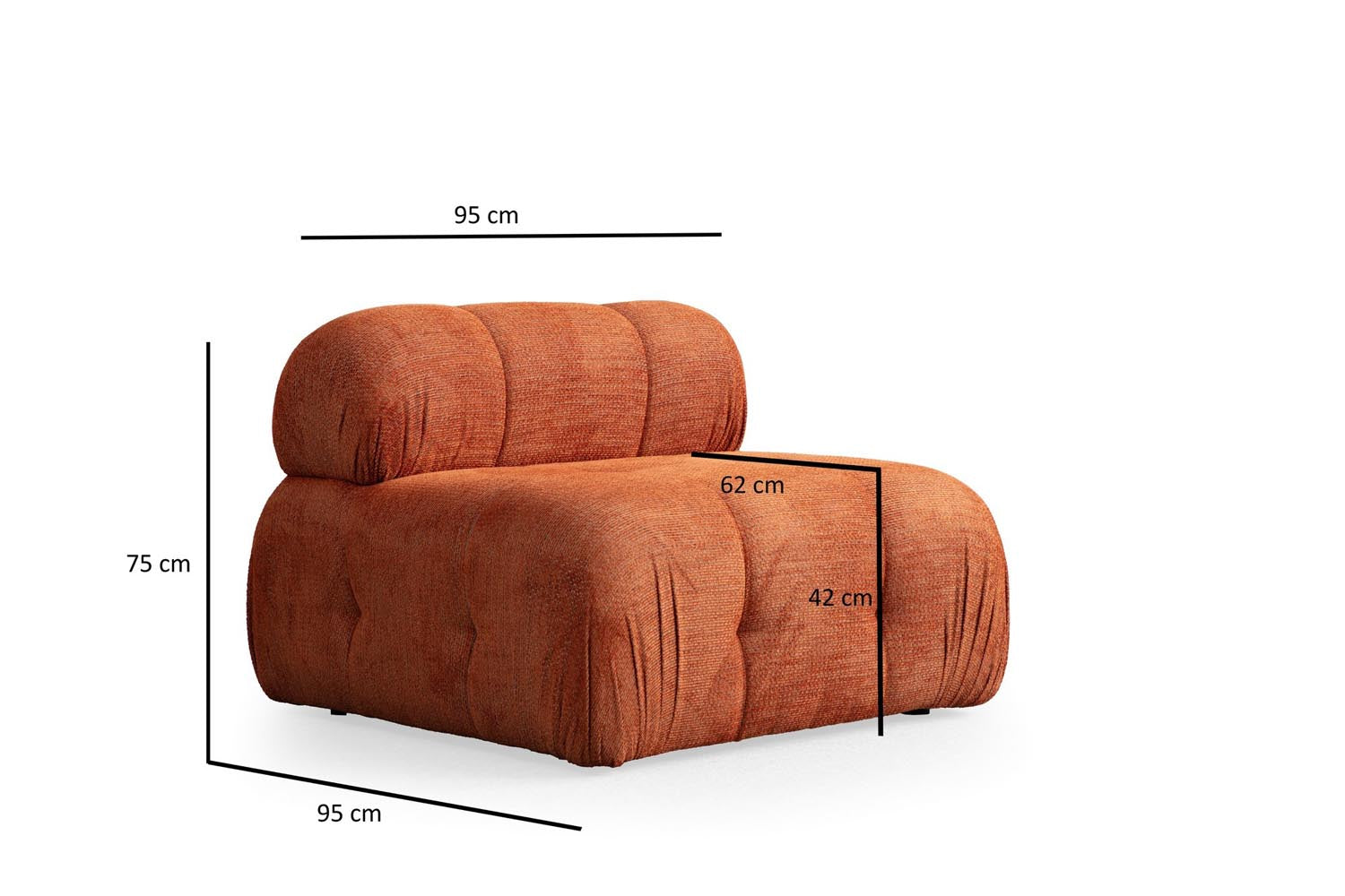 Setzen Sie Akzente mit dem Petite 3 Ecksofa in lebhaftem Orange von Atelier Del Sofa – stilvoll, bequem und perfekt für jeden Raum.