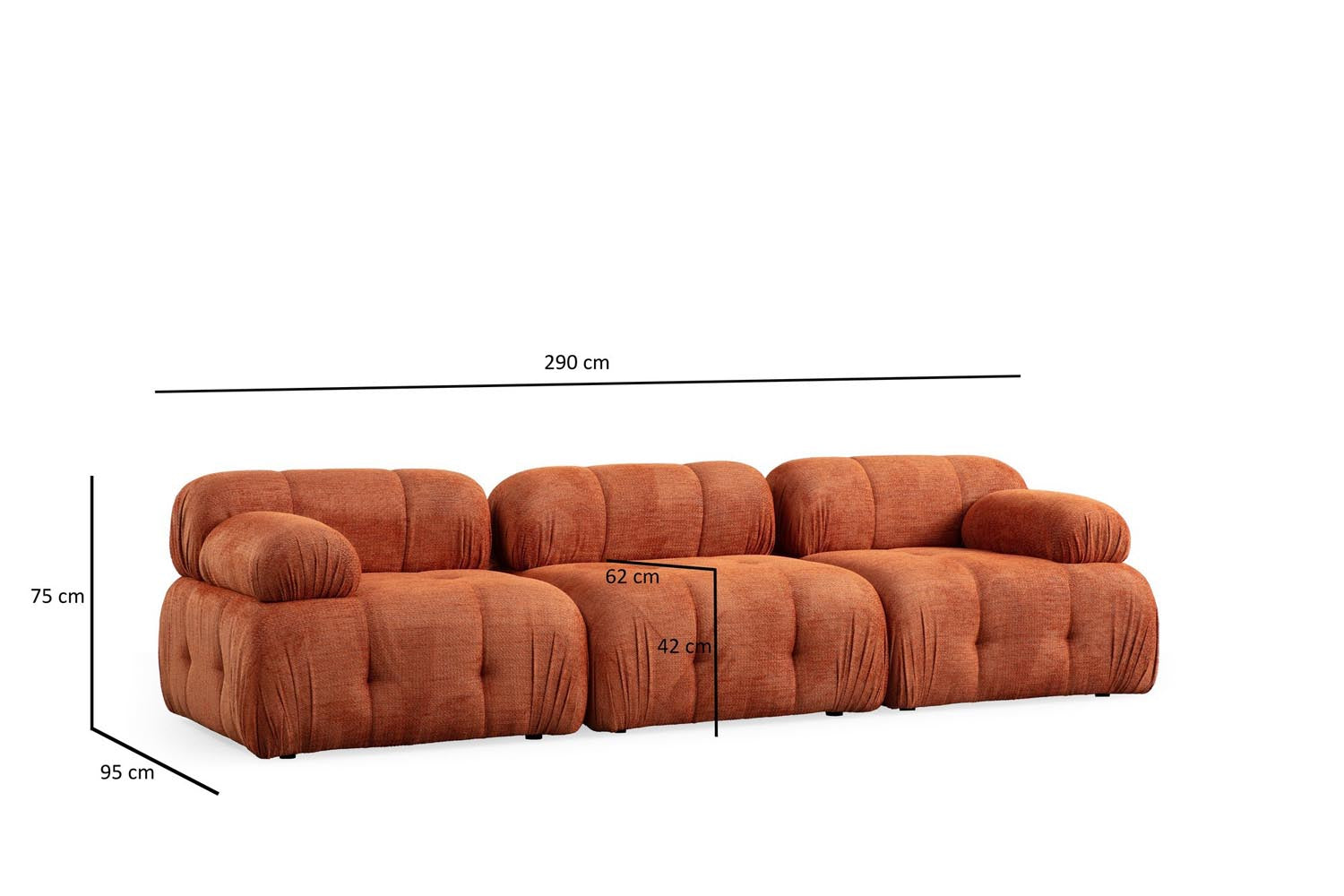 Setzen Sie Akzente mit dem Petite 3 Ecksofa in lebhaftem Orange von Atelier Del Sofa – der perfekte Mix aus Komfort und modernem Design für Ihr Zuhause.