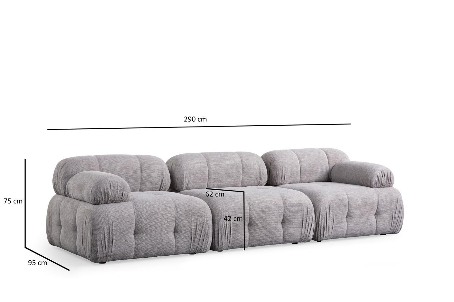 Erleben Sie das Petite 3 Ecksofa in Hellgrau von Atelier Del Sofa – ein elegantes Möbelstück, das Stil und Gemütlichkeit vereint.